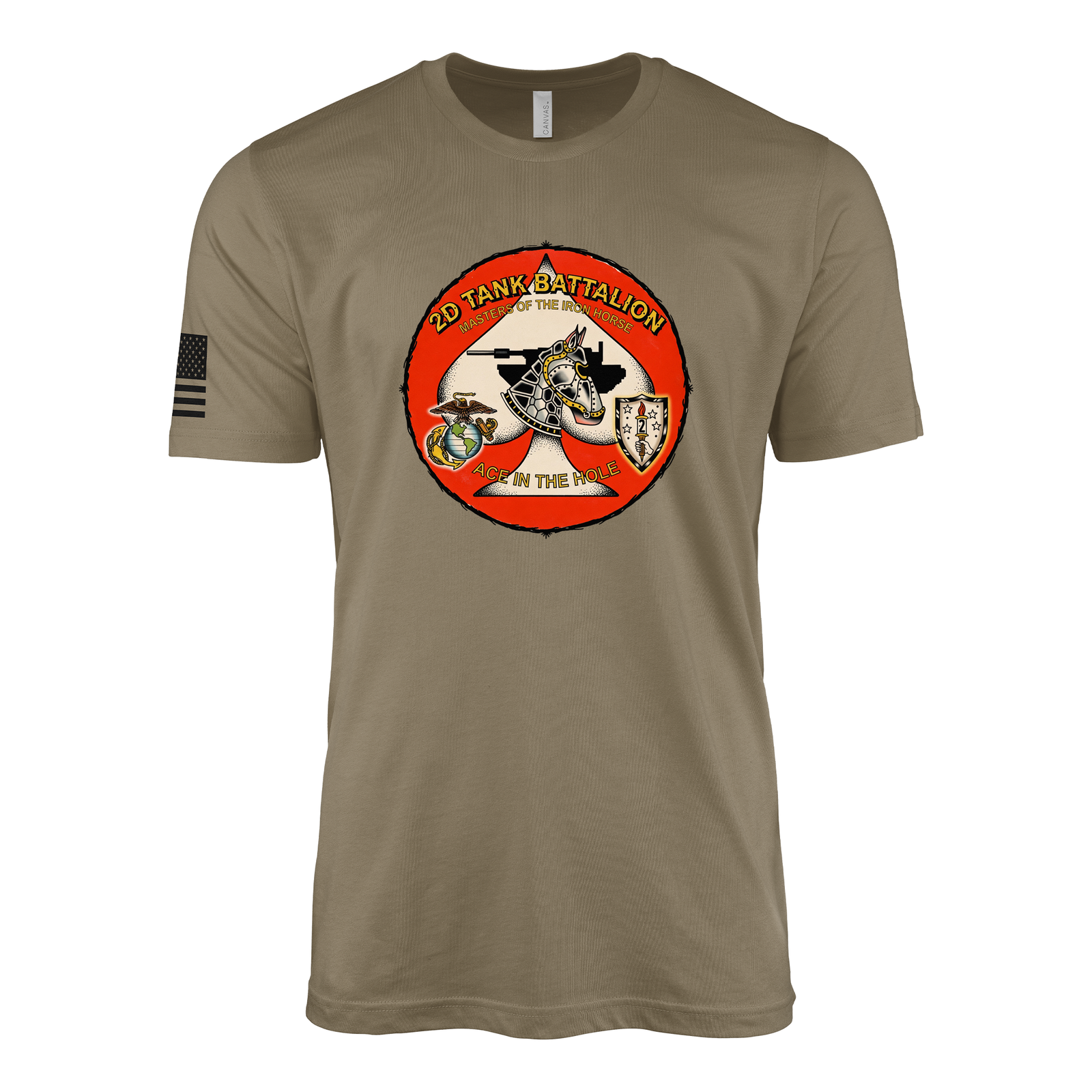 2nd Tank Battalion Strike Flash Sailor Jerry Style T-Shirt - Coyote Brown