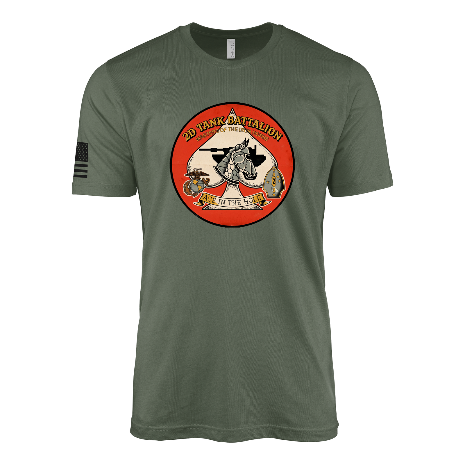 2nd Tank Battalion Sailor Jerry Style T-Shirt - Military Green