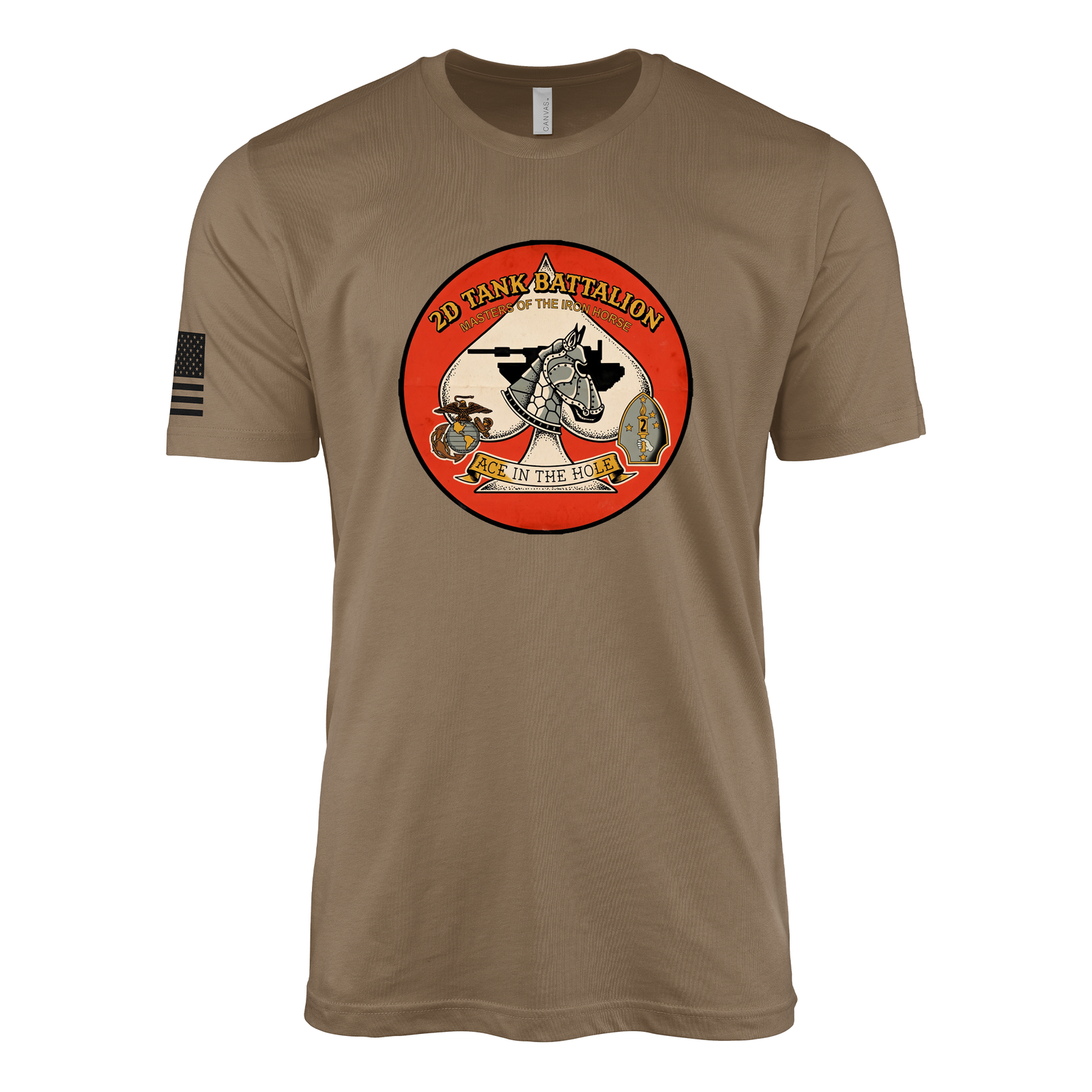 2nd Tank Battalion Sailor Jerry Style T-Shirt - Woodland Brown
