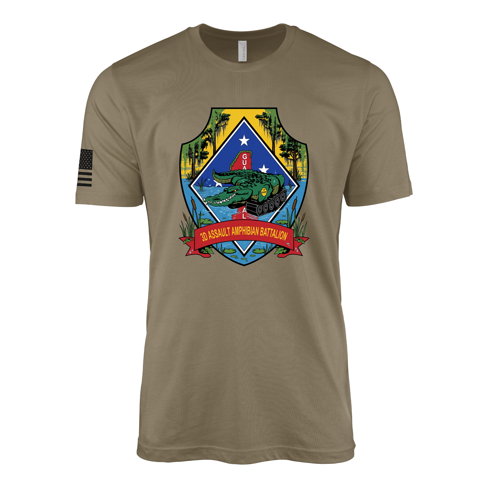 3rd Assault Amphibian Battalion Sailor Jerry Style T-Shirt - Coyote Brown