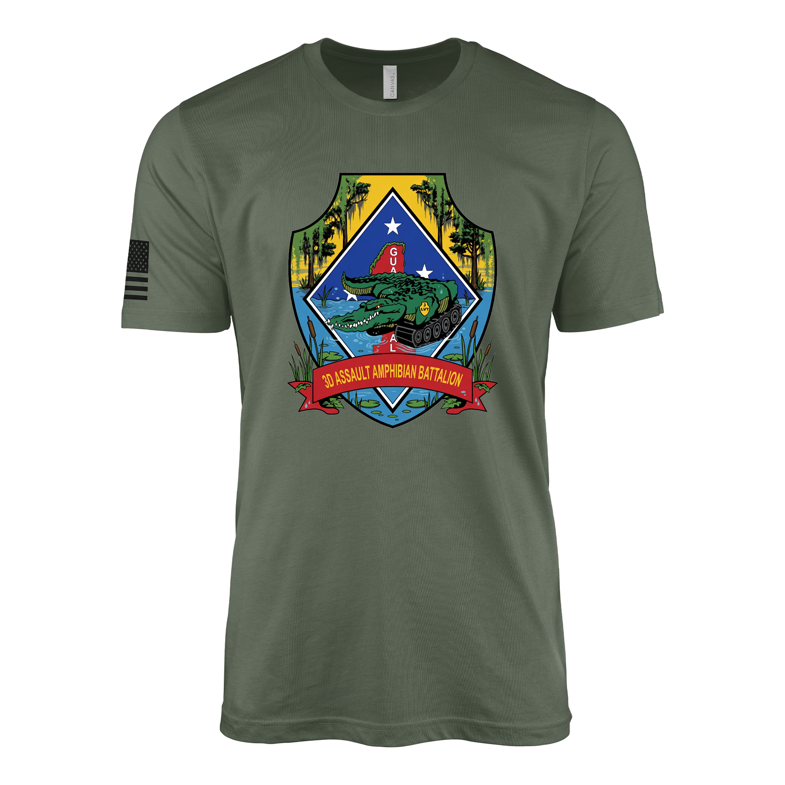 3rd Assault Amphibian Battalion Sailor Jerry Style T-Shirt - Military Green