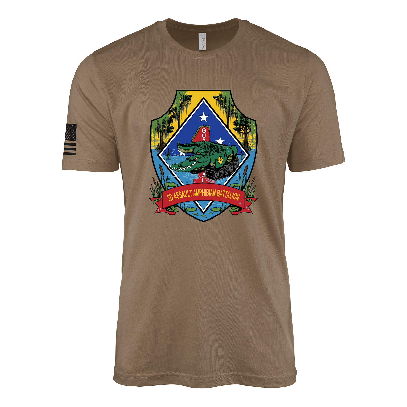 3rd Assault Amphibian Battalion Sailor Jerry Style T-Shirt - Woodland Brown
