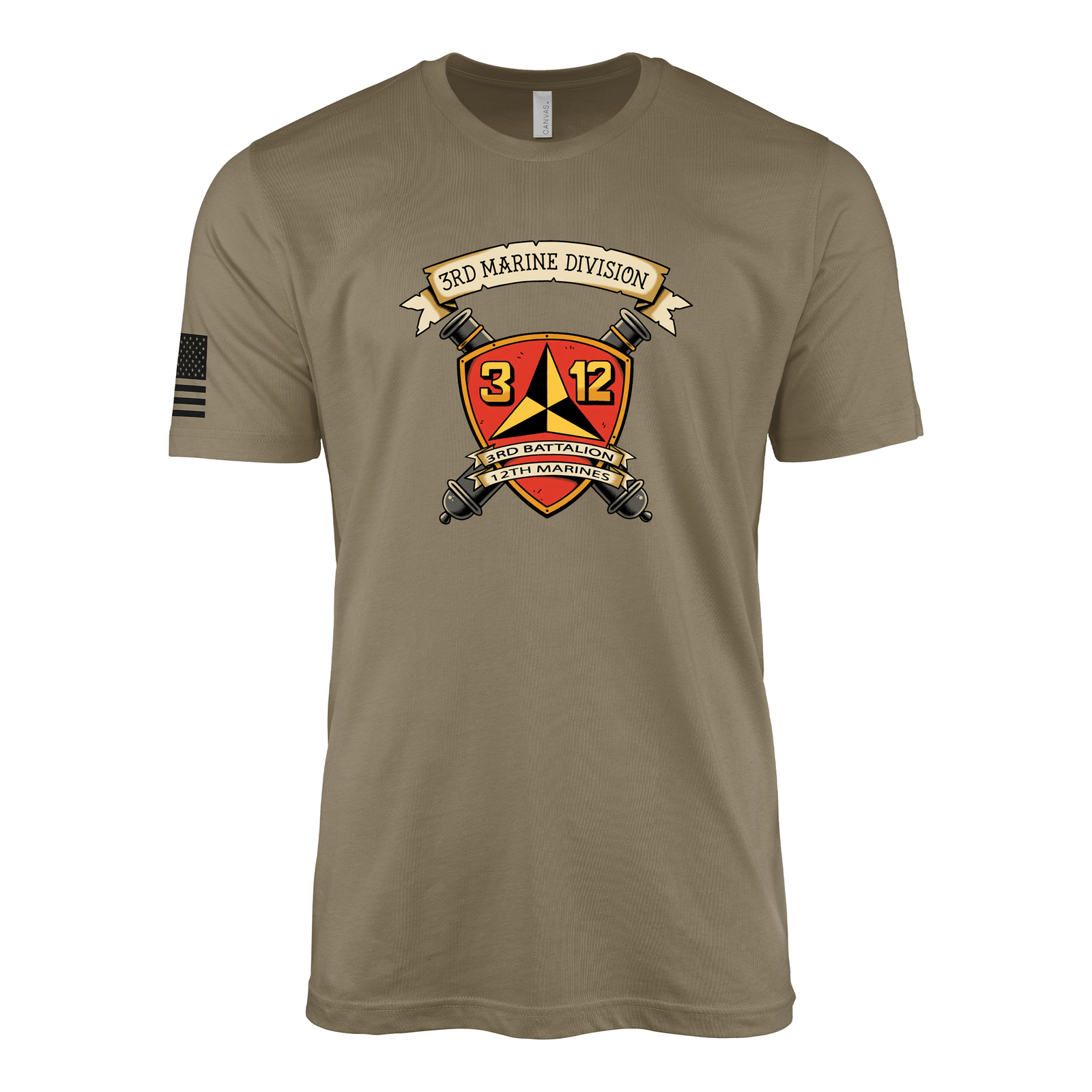 3rd Battalion 12th Marines Sailor Jerry Style T-Shirt - Coyote Brown