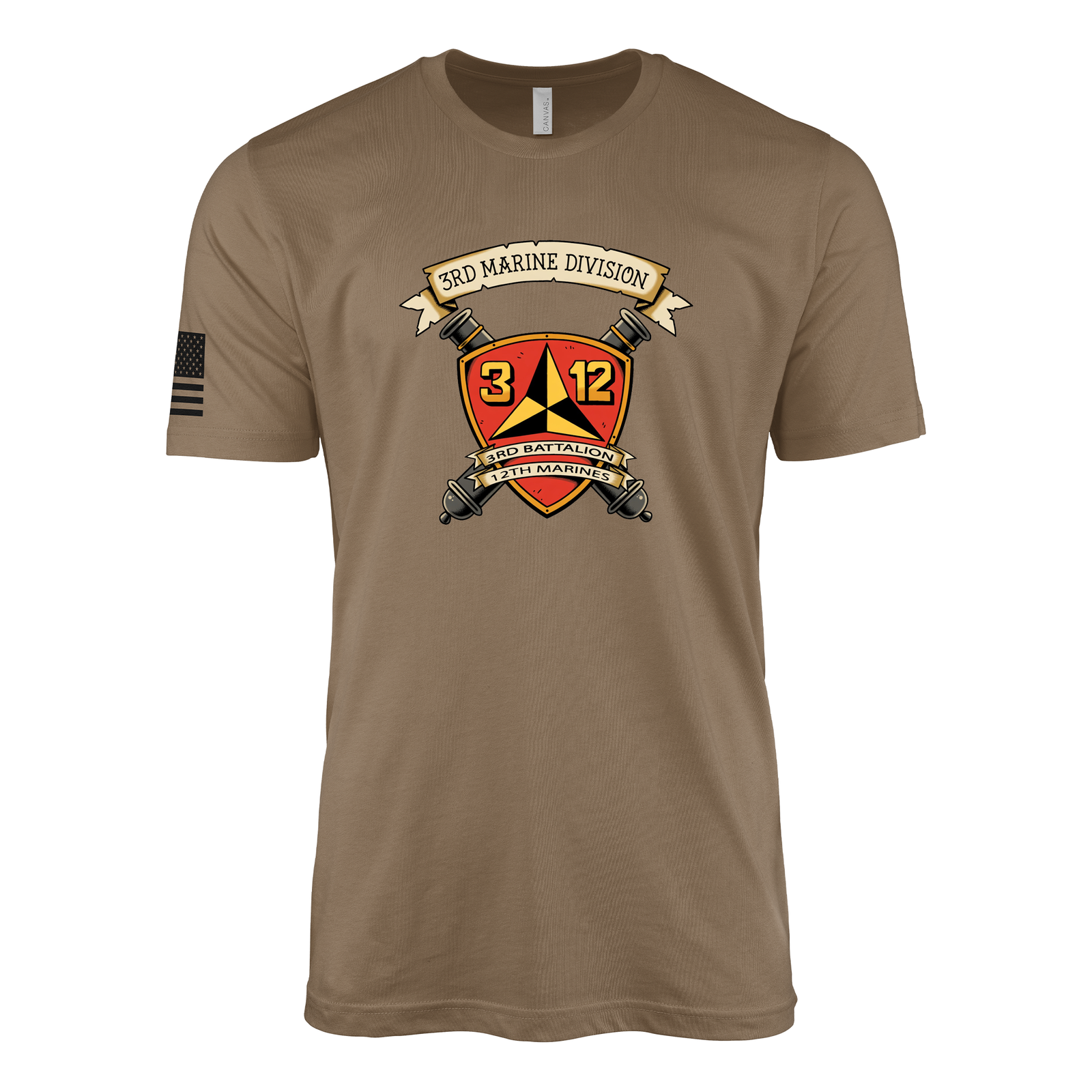 3rd Battalion 12th Marines Sailor Jerry Style T-Shirt - Woodland Brown