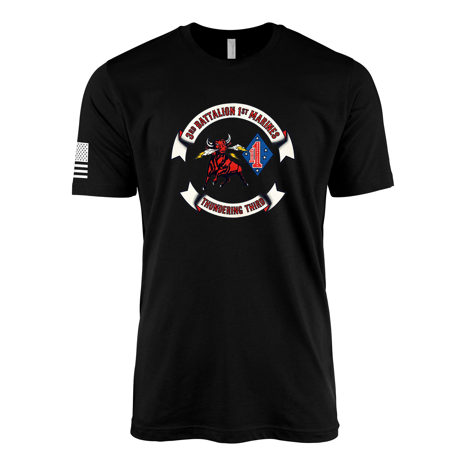 3rd Battalion 1st Marines Thundering Third Sailor Jerry Style T-Shirt - Black