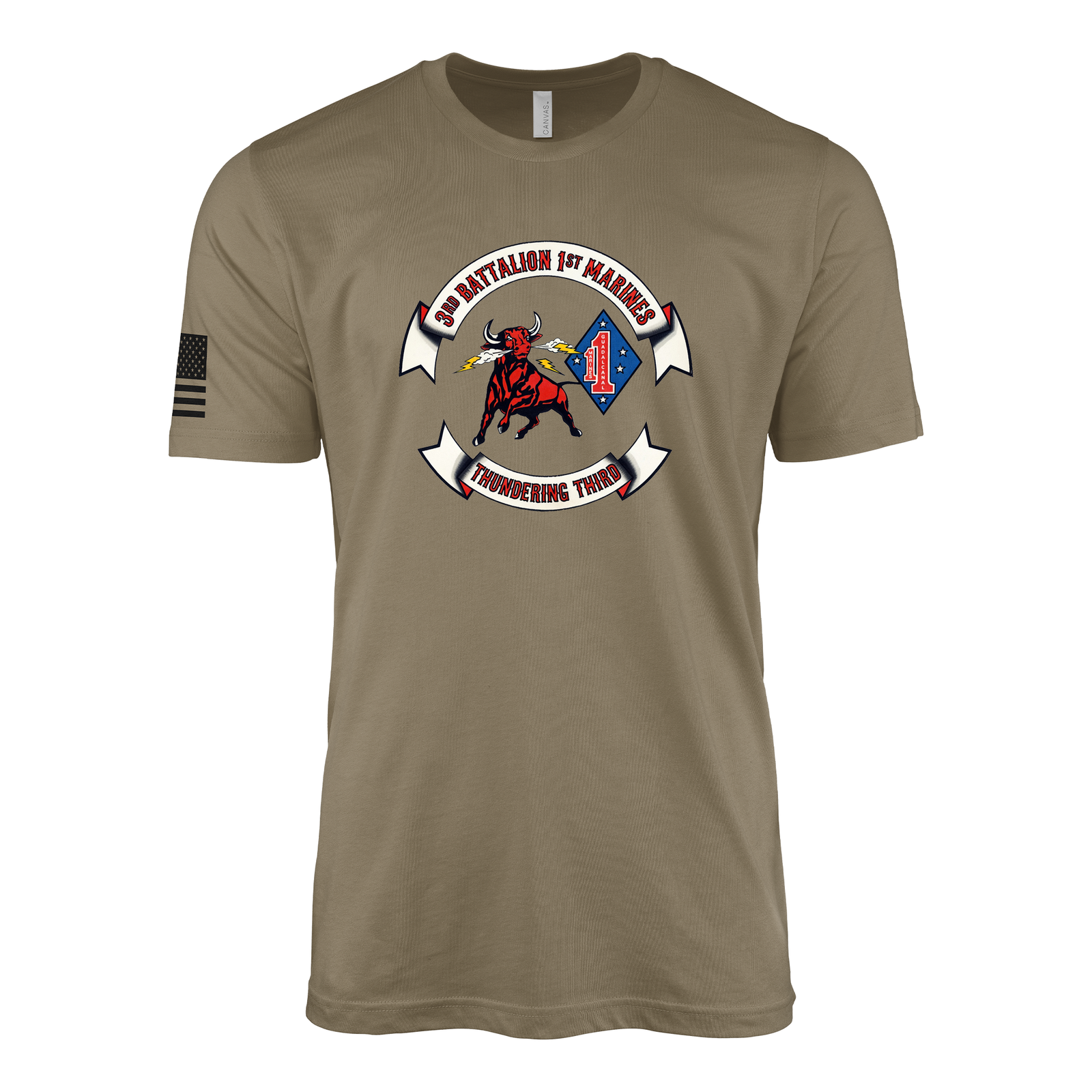 3rd Battalion 1st Marines Thundering Third Sailor Jerry Style T-Shirt - Coyote Brown