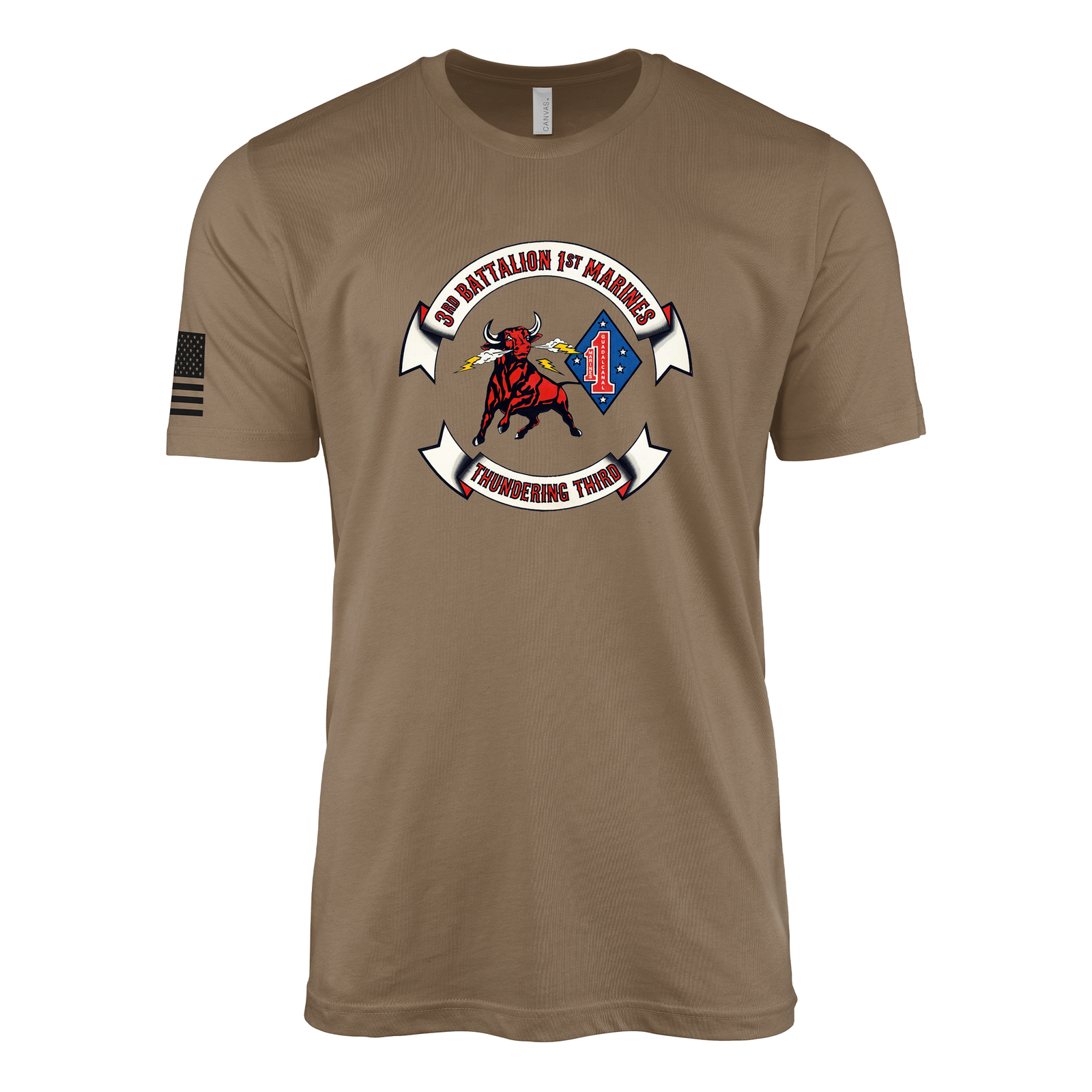3rd Battalion 1st Marines Thundering Third Sailor Jerry Style T-Shirt - Woodland Brown