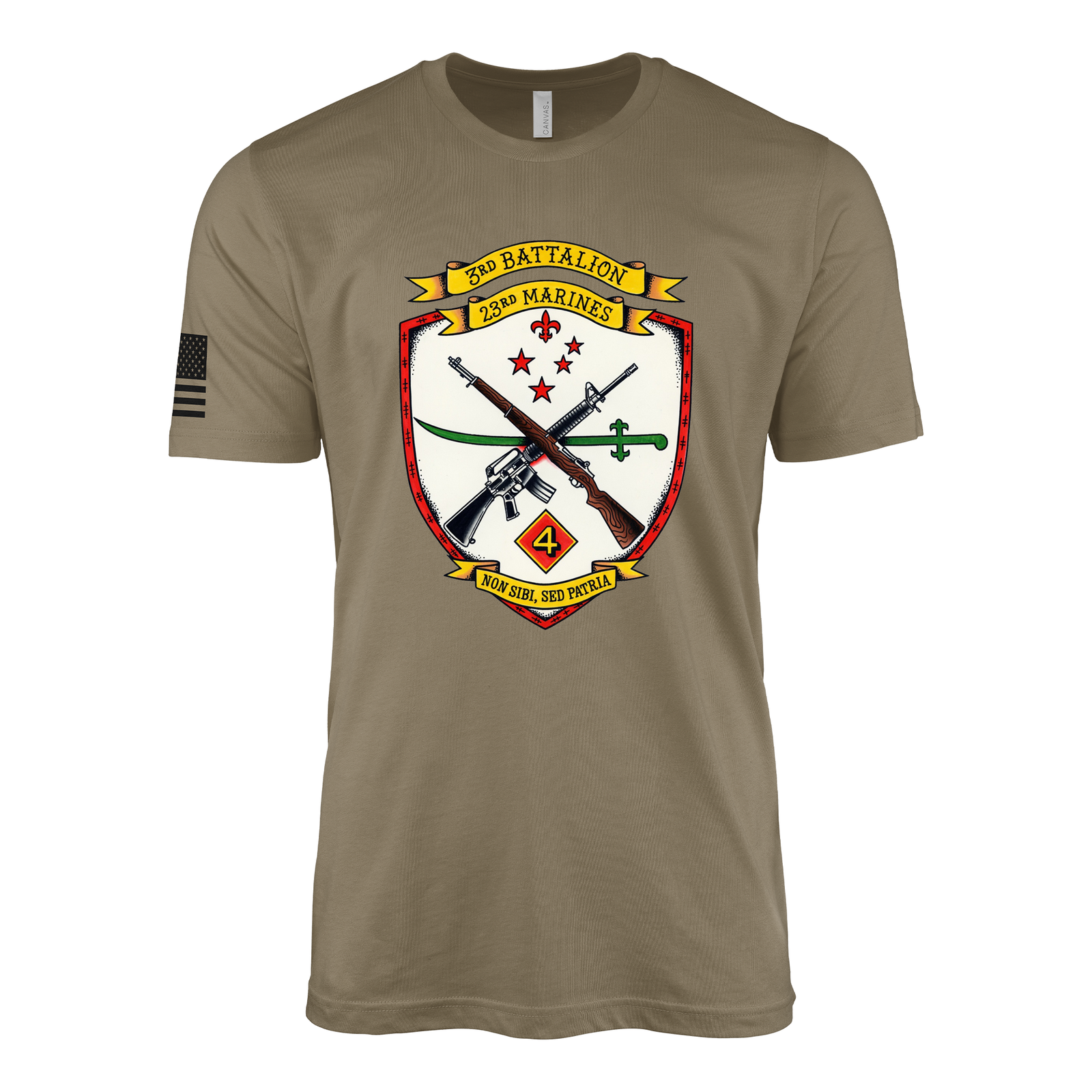 3rd Battalion 23rd Marines Sailor Jerry Style T-Shirt - Coyote Brown