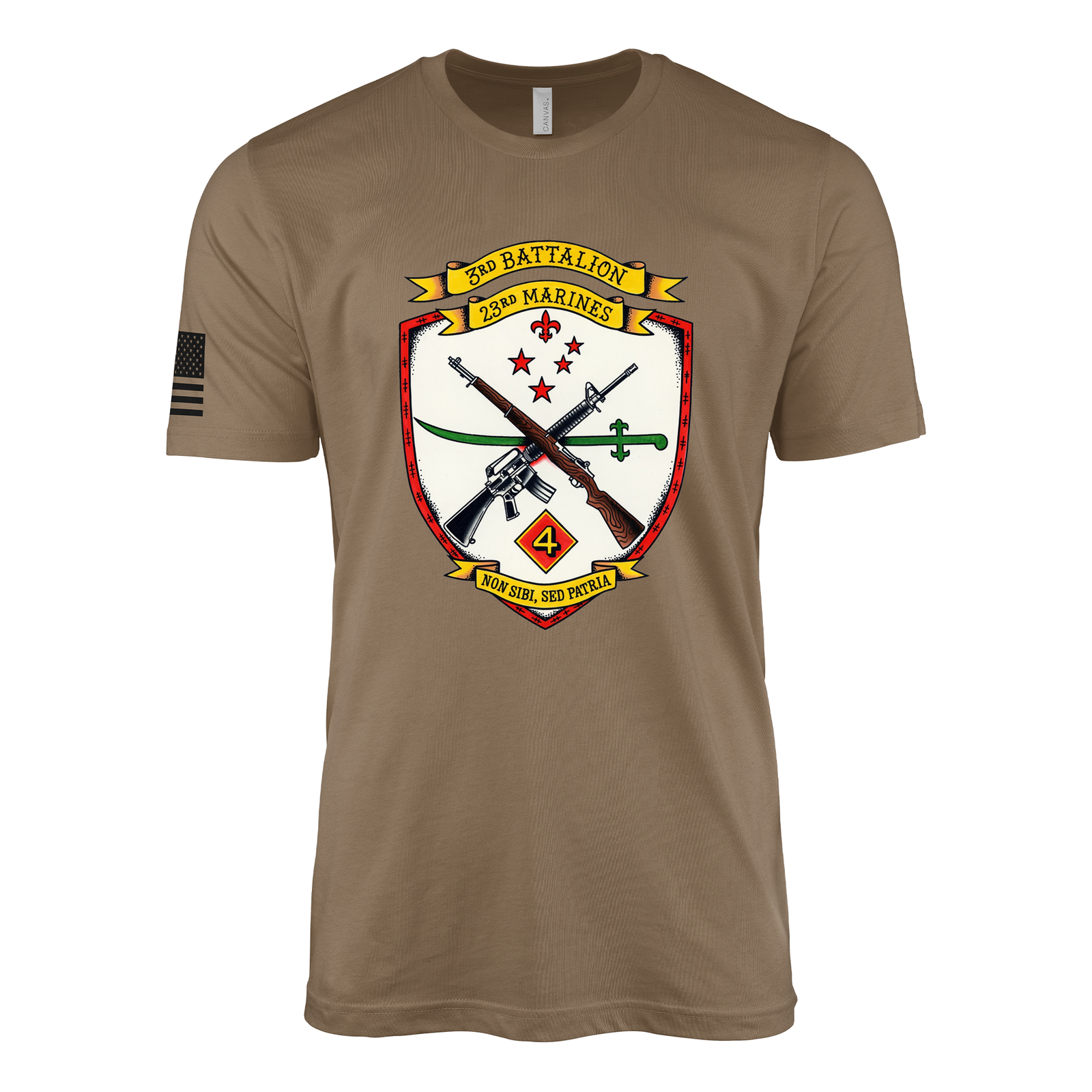 3rd Battalion 23rd Marines Sailor Jerry Style T-Shirt - Woodland Brown