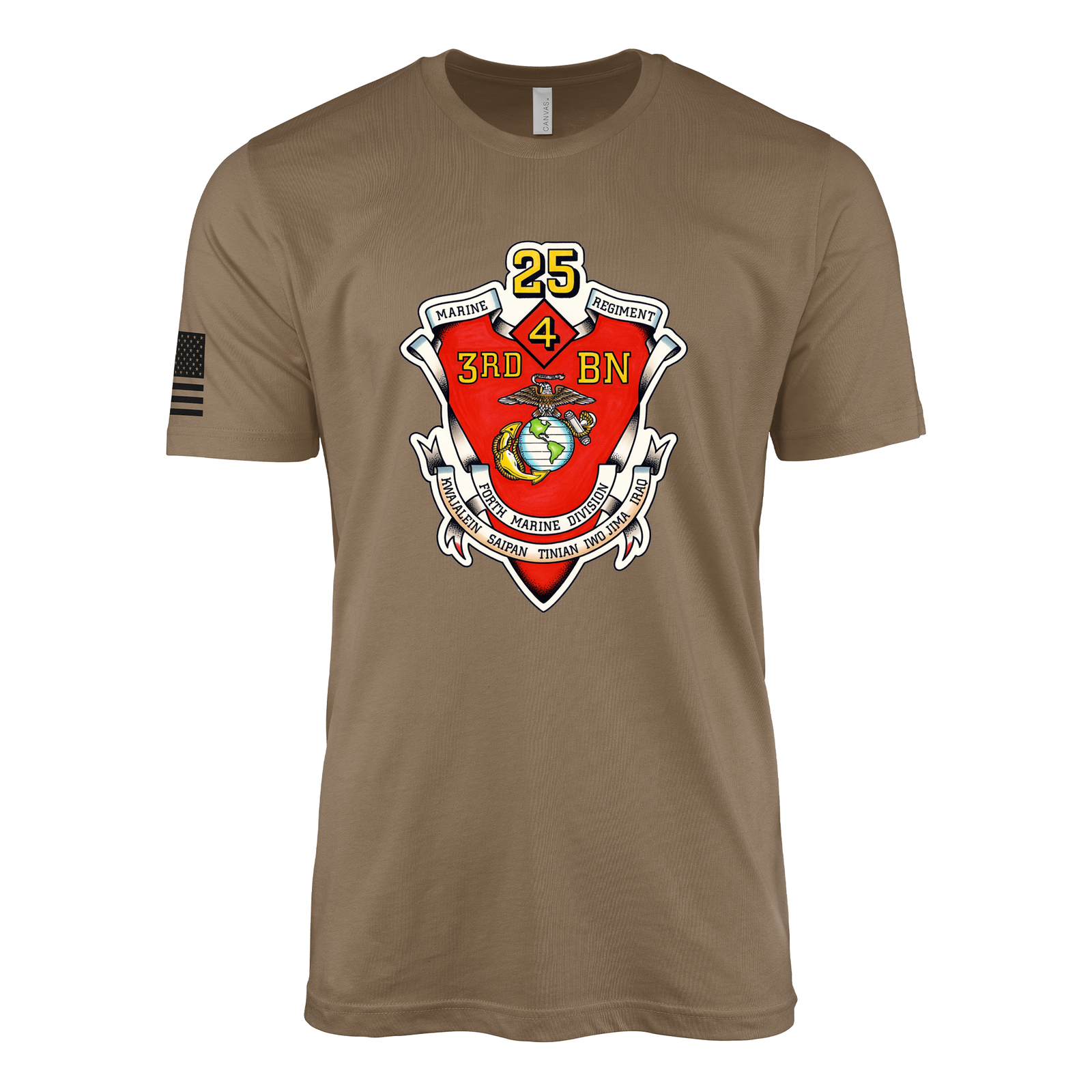 3rd Battalion 25th Marines Sailor Jerry Style T-Shirt - Woodland Brown
