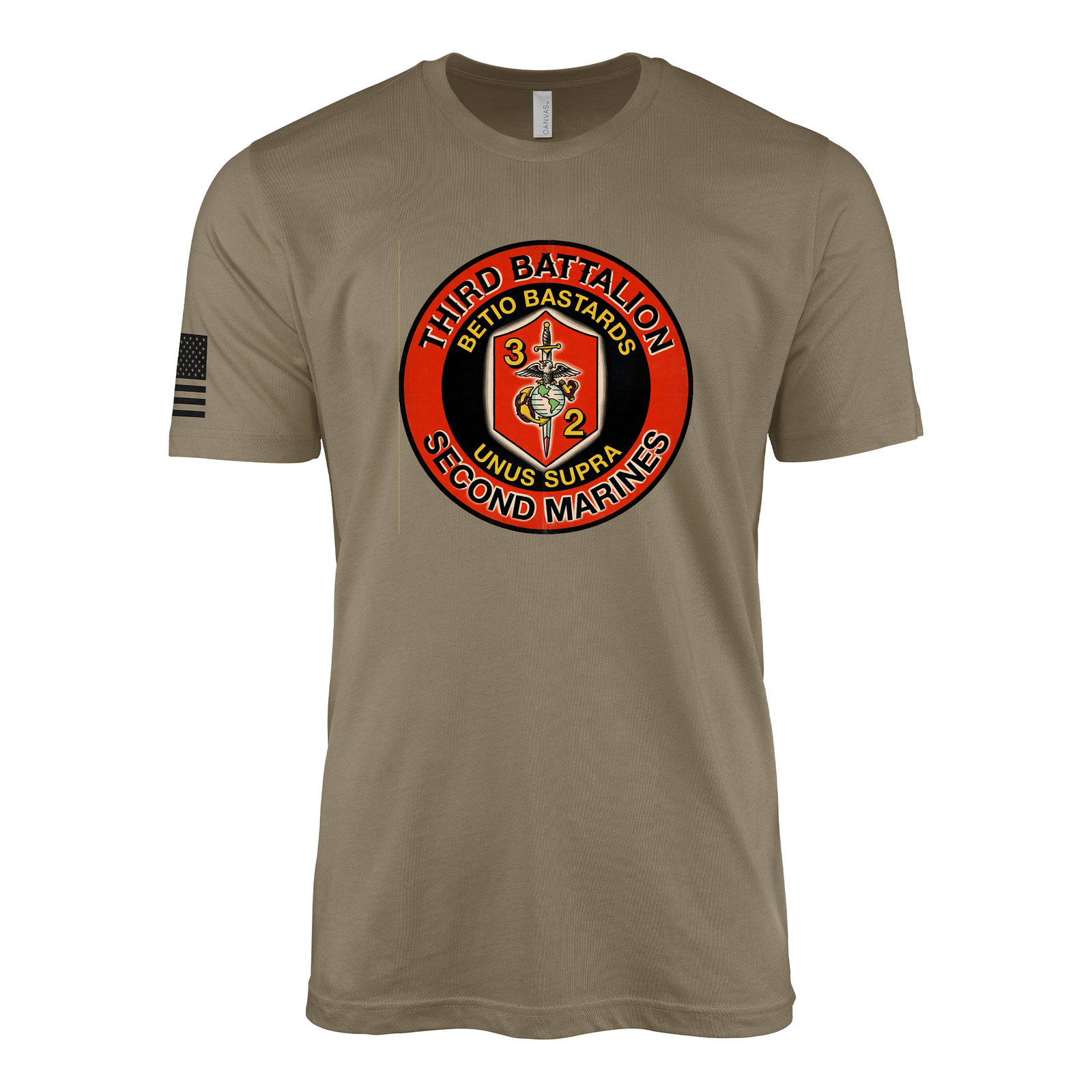 3rd Battalion 2nd Marines Sailor Jerry Style T-Shirt - Coyote Brown