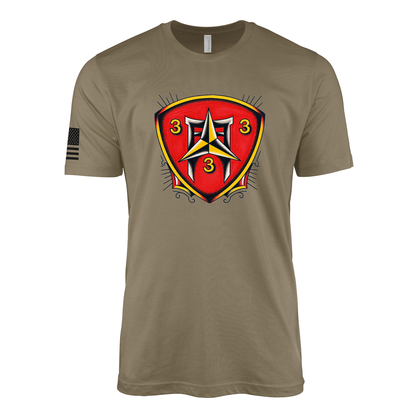 3rd Battalion 3rd Marines Sailor Jerry Style T-Shirt - Coyote Brown