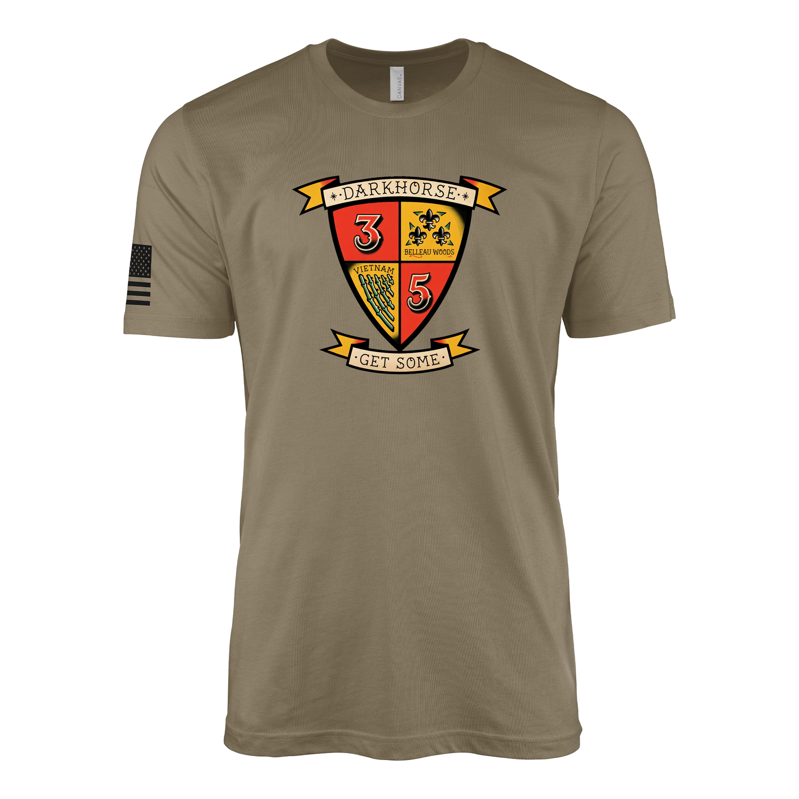 3rd Battalion 5th Marines Tradition Flash Sailor Jerry Style T-Shirt - Coyote Brown
