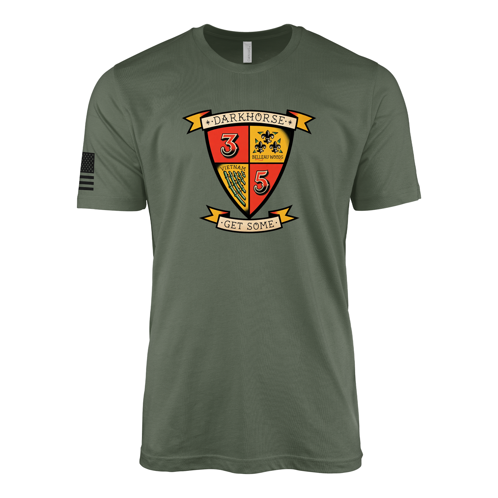 3rd Battalion 5th Marines Tradition Flash Sailor Jerry Style T-Shirt - Military Green