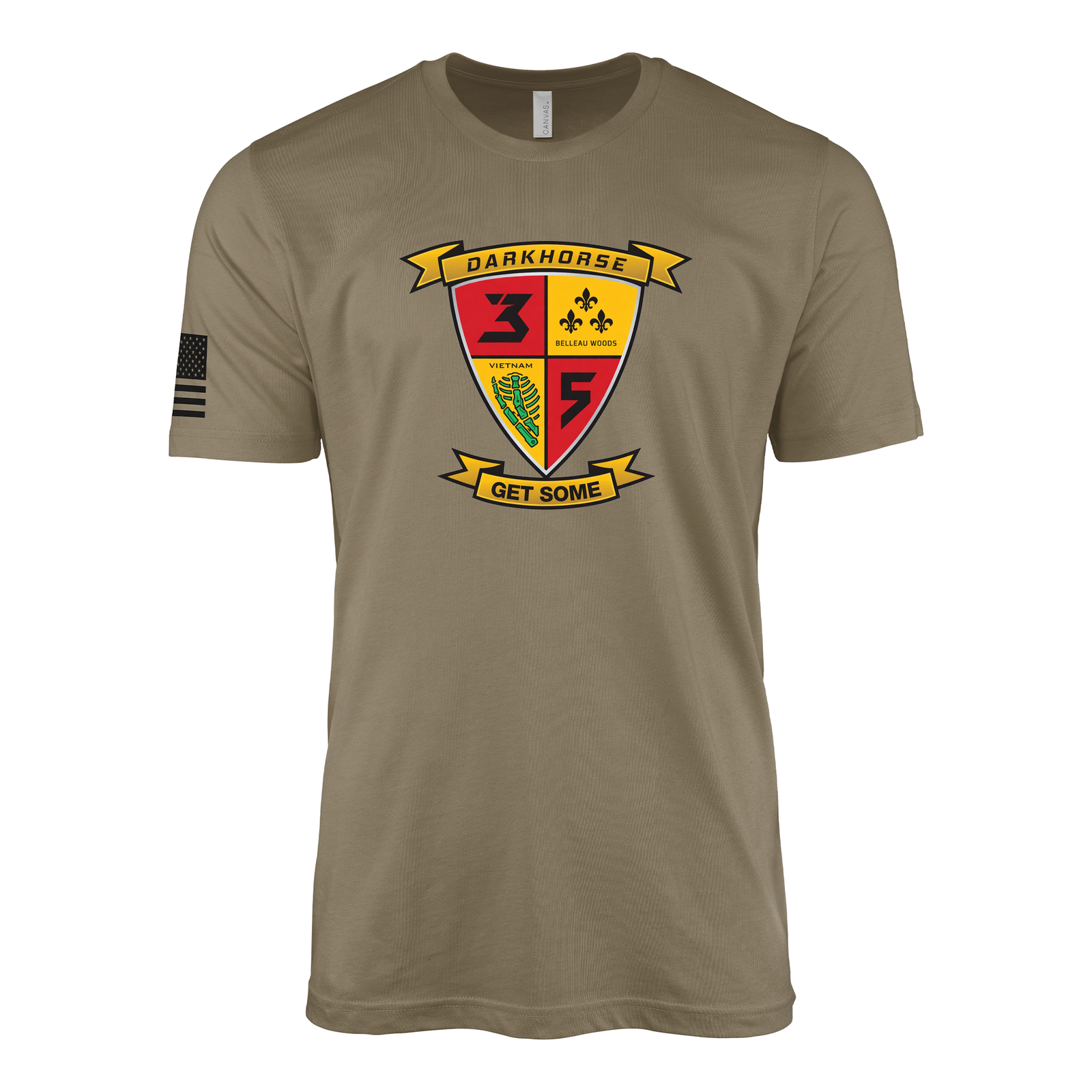 3rd Battalion 5th Marines Modern Flash Sailor Jerry Style T-Shirt - Coyote Brown