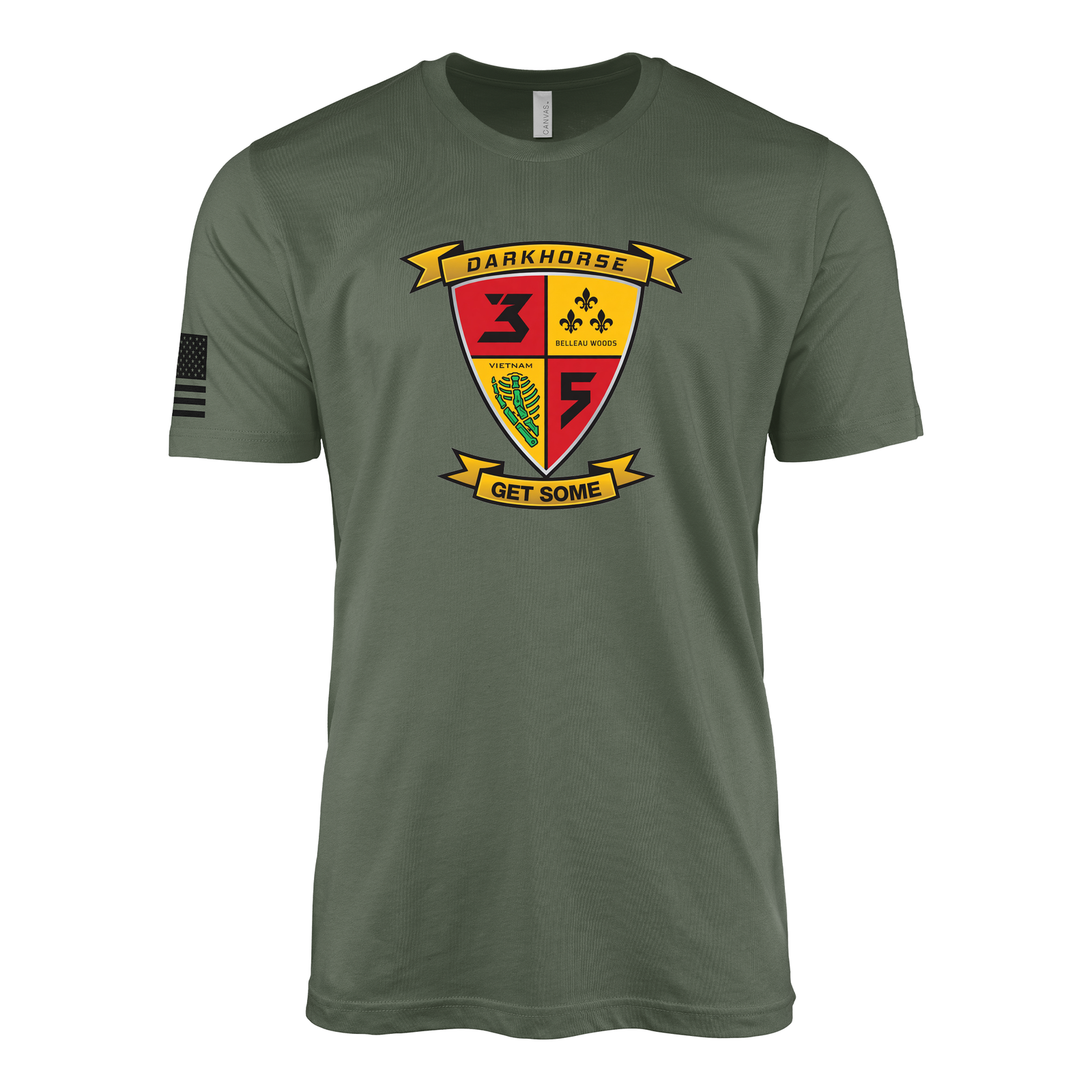 3rd Battalion 5th Marines Modern Flash Sailor Jerry Style T-Shirt - Military Green