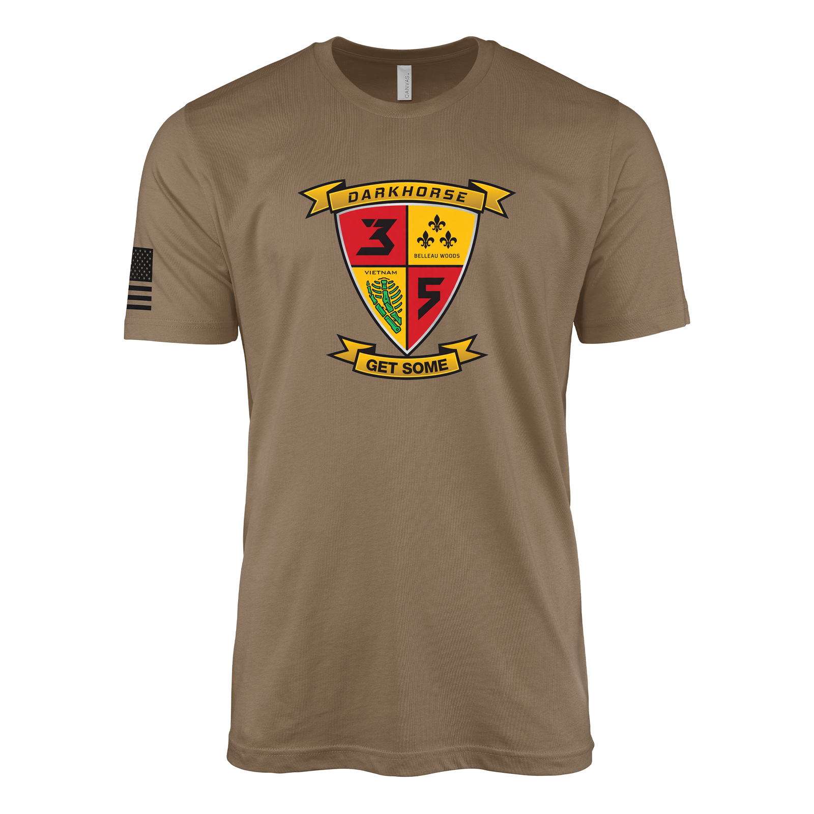 3rd Battalion 5th Marines Modern Flash Sailor Jerry Style T-Shirt - Woodland Brown