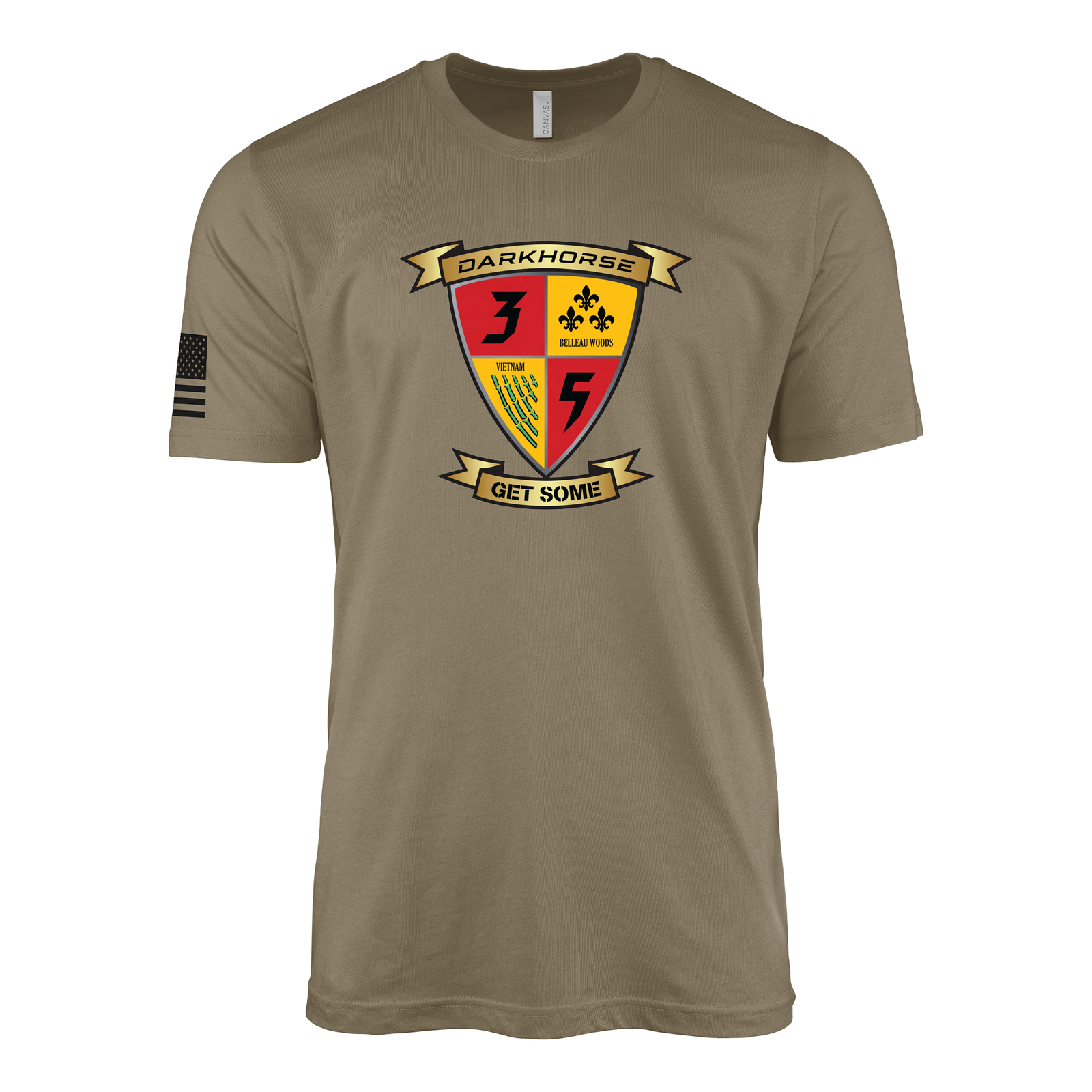 3rd Battalion 5th Marines Modern Flash II Sailor Jerry Style T-Shirt - Coyote Brown