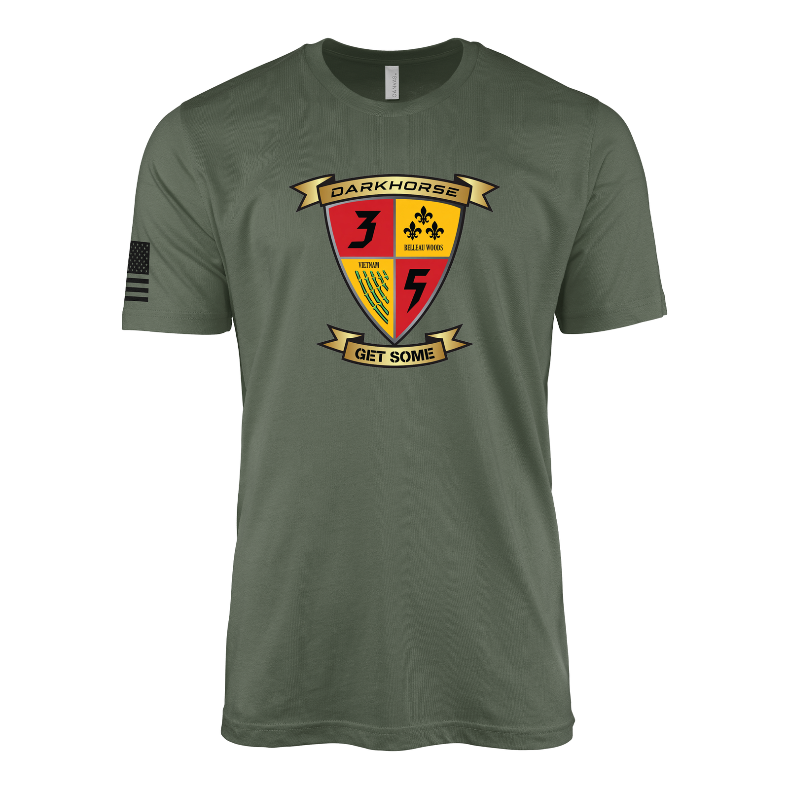 3rd Battalion 5th Marines Modern Flash II Sailor Jerry Style T-Shirt - Military Green
