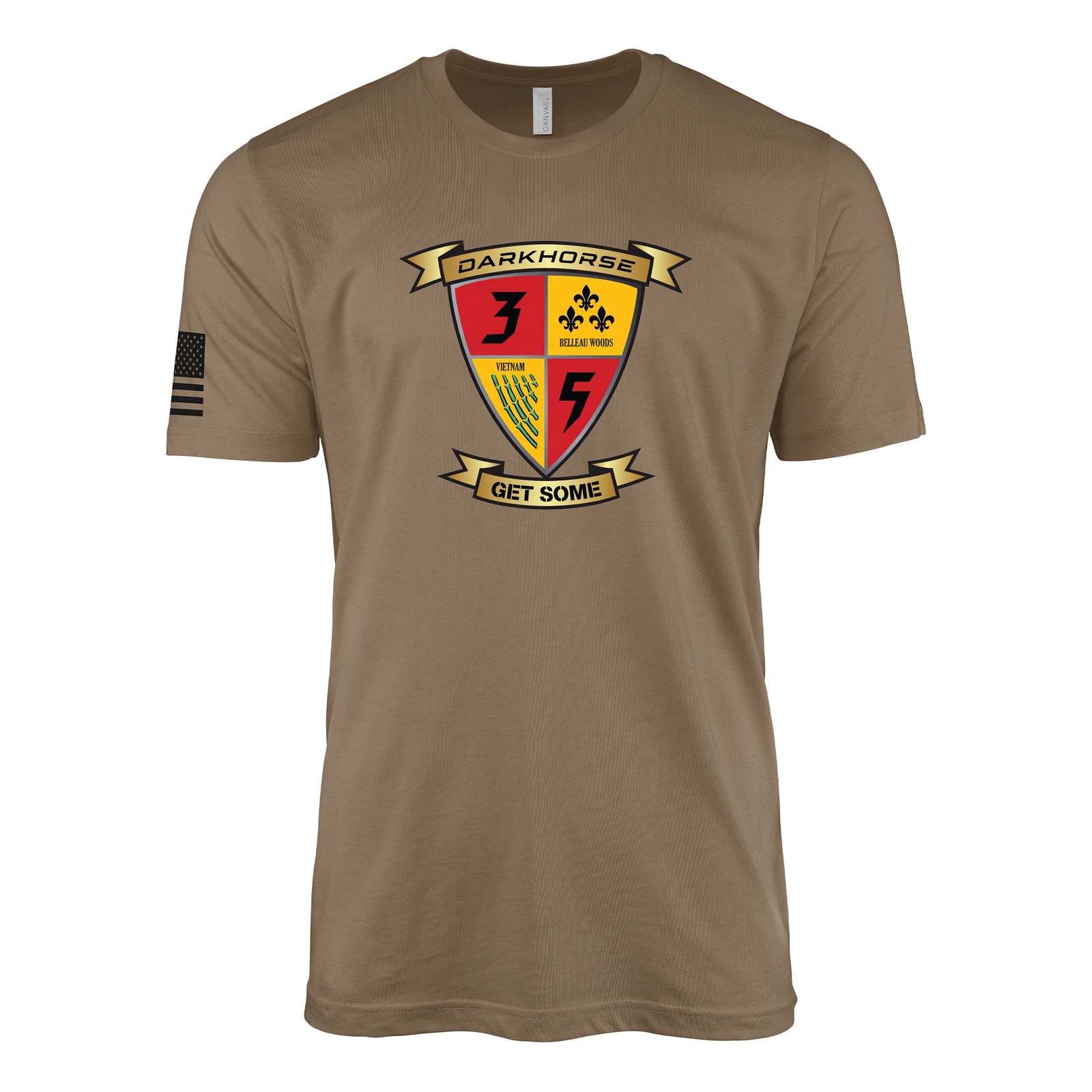 3rd Battalion 5th Marines Modern Flash II Sailor Jerry Style T-Shirt - Woodland Brown