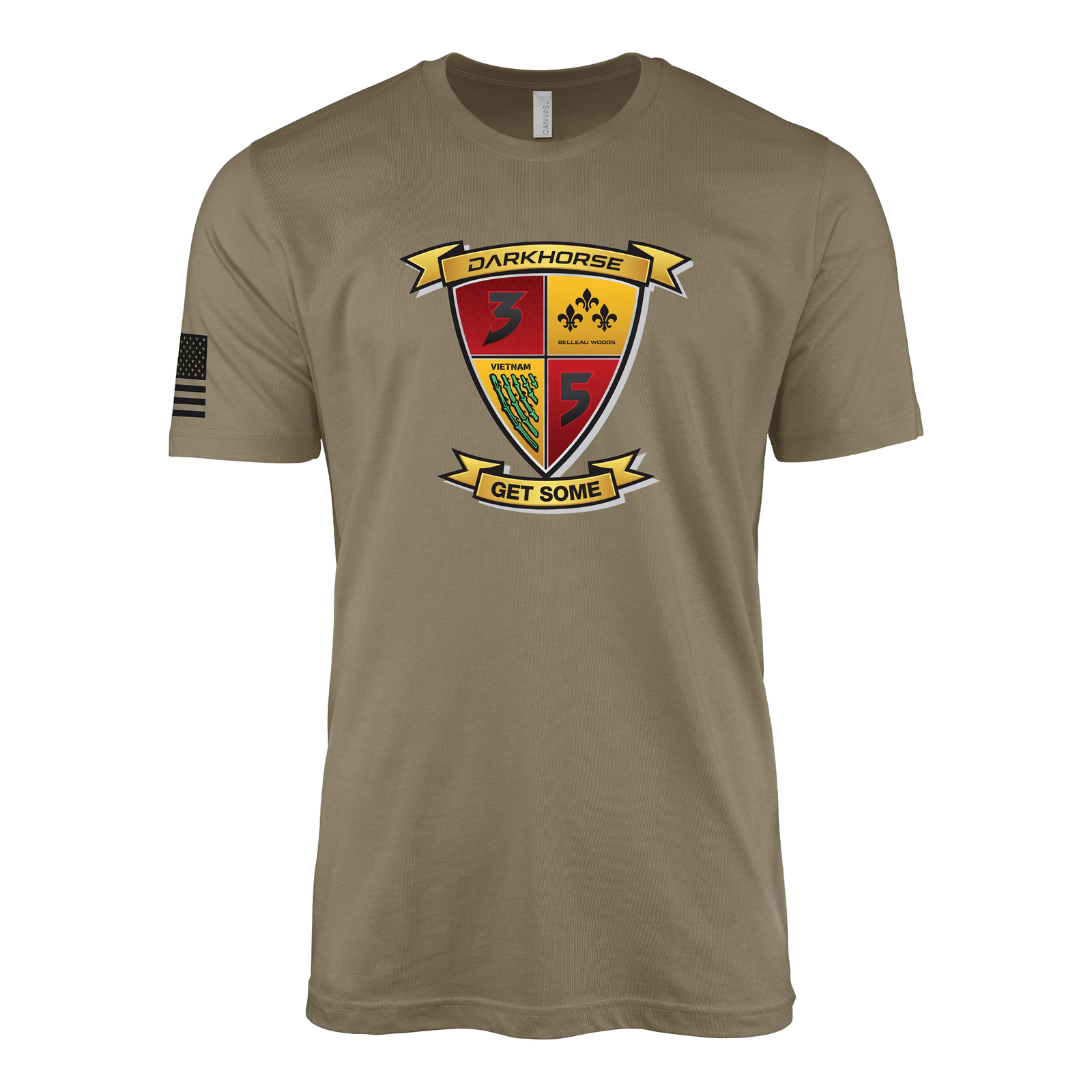 3rd Battalion 5th Marines Modern Flash III Sailor Jerry Style T-Shirt - Coyote Brown