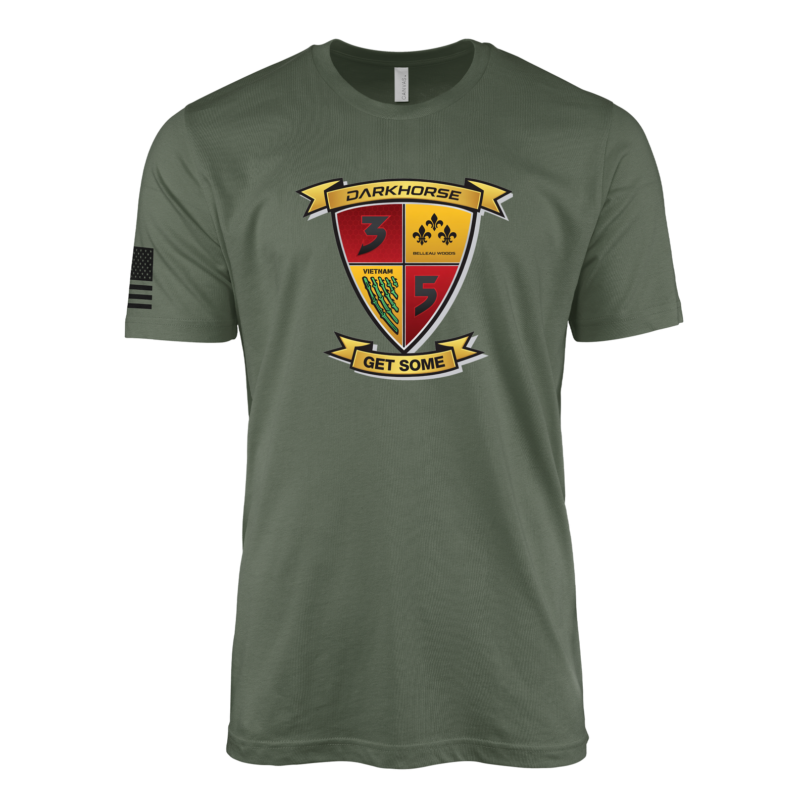 3rd Battalion 5th Marines Modern Flash III Sailor Jerry Style T-Shirt - Military Green