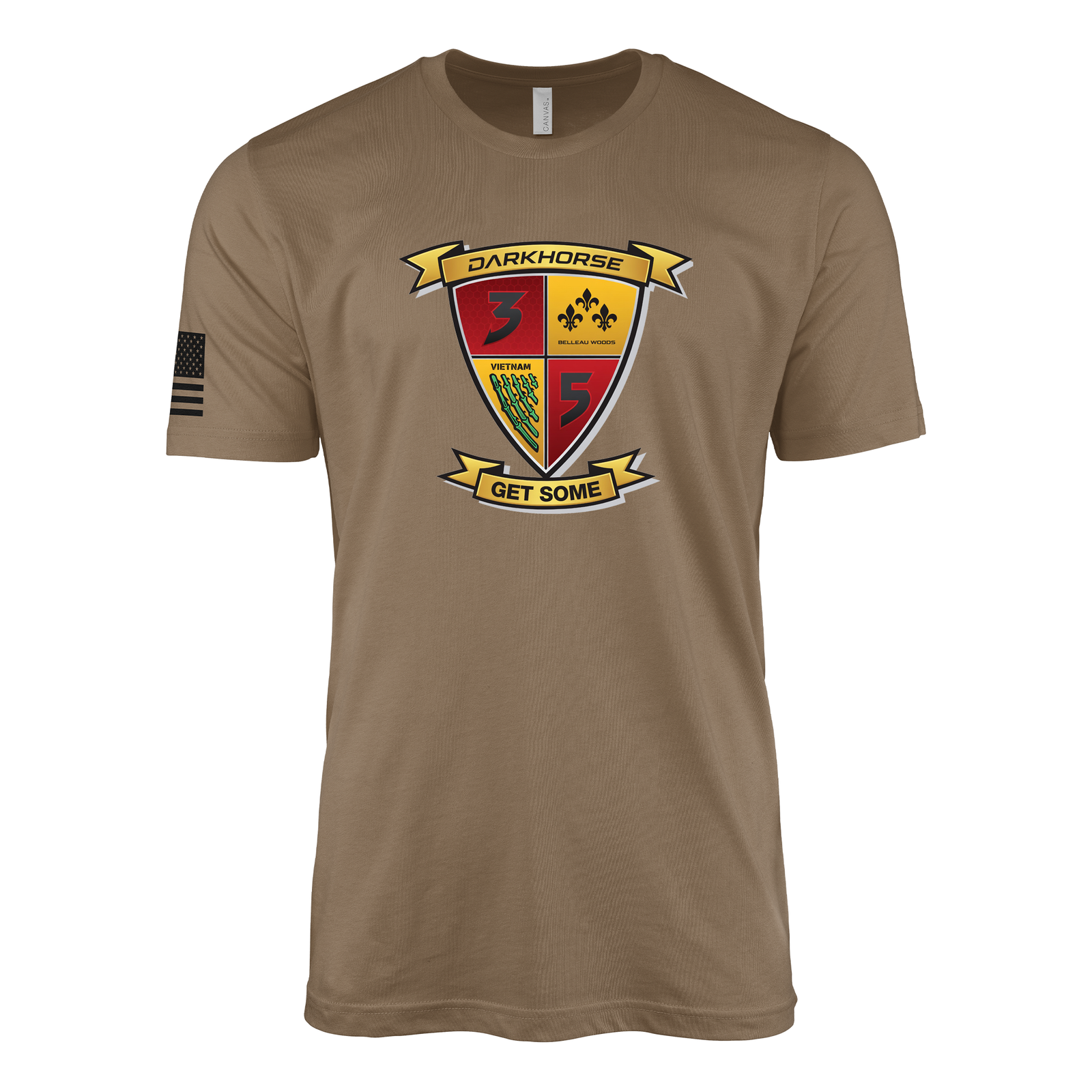 3rd Battalion 5th Marines Modern Flash III Sailor Jerry Style T-Shirt - Woodland Brown