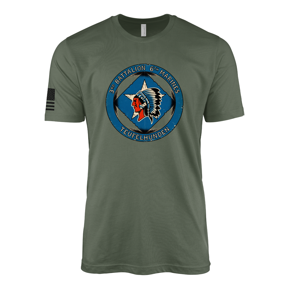 3rd Battalion 6th Marines Sailor Jerry Style T-Shirt - Military Green