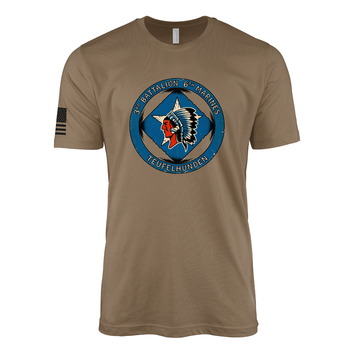 3rd Battalion 6th Marines Sailor Jerry Style T-Shirt - Woodland Brown