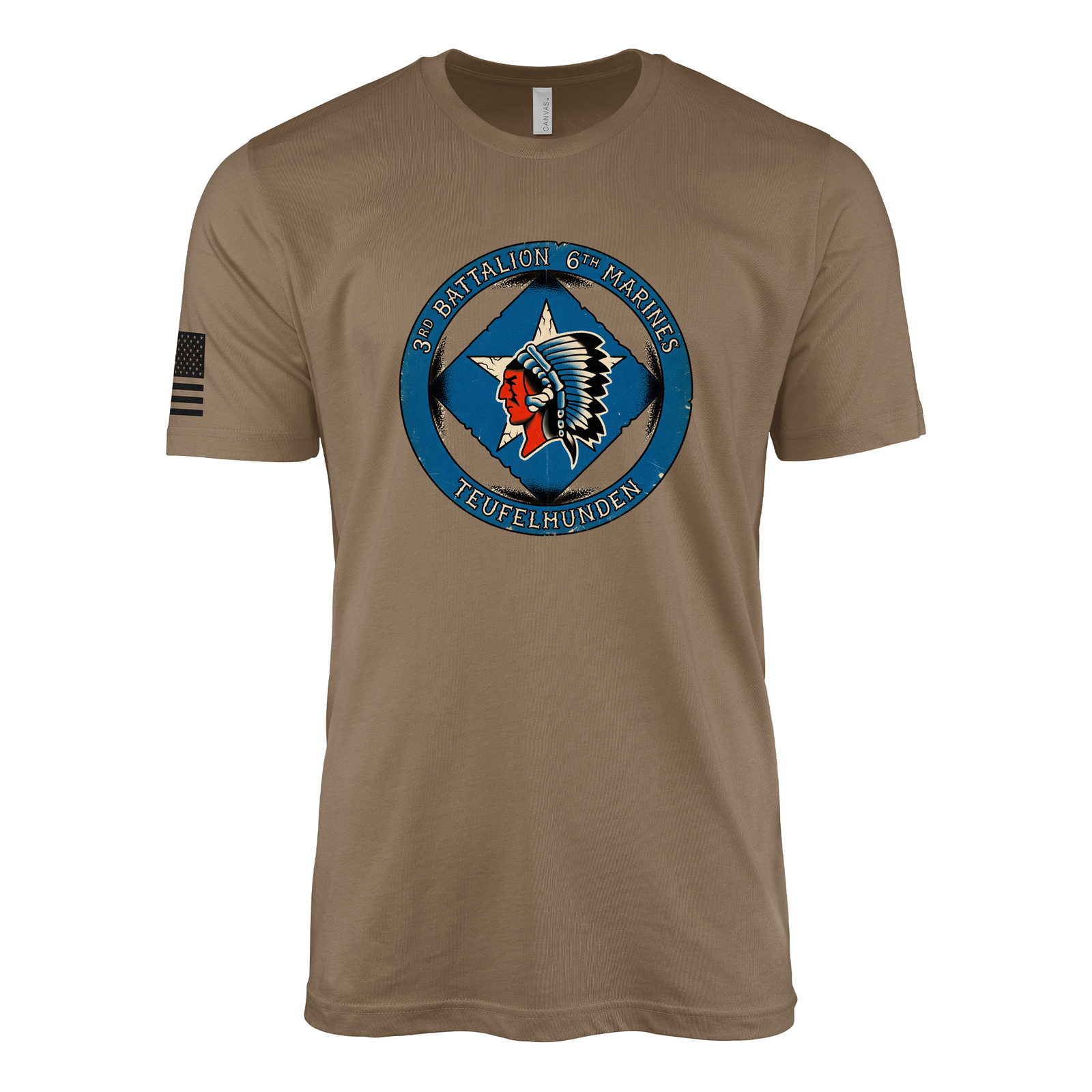 3rd Battalion 6th Marines Sailor Jerry Style T-Shirt - Woodland Brown