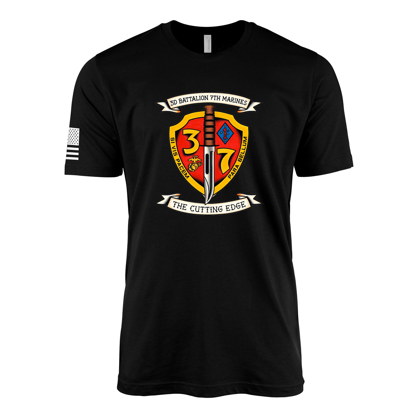 3rd Battalion 7th Marines Sailor Jerry Style T-Shirt - Black