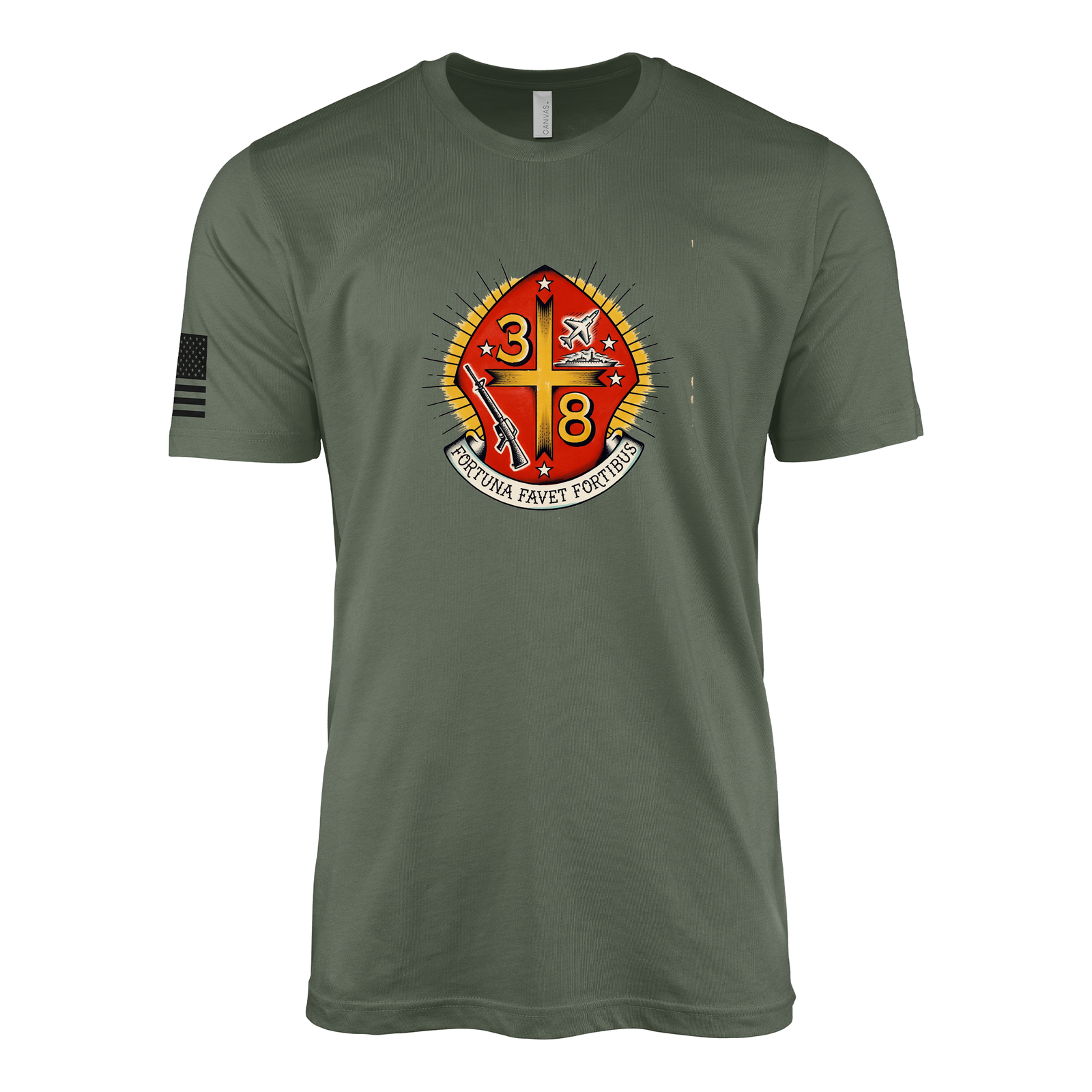 3rd Battalion 8th Marines Sailor Jerry Style T-Shirt - Military Green