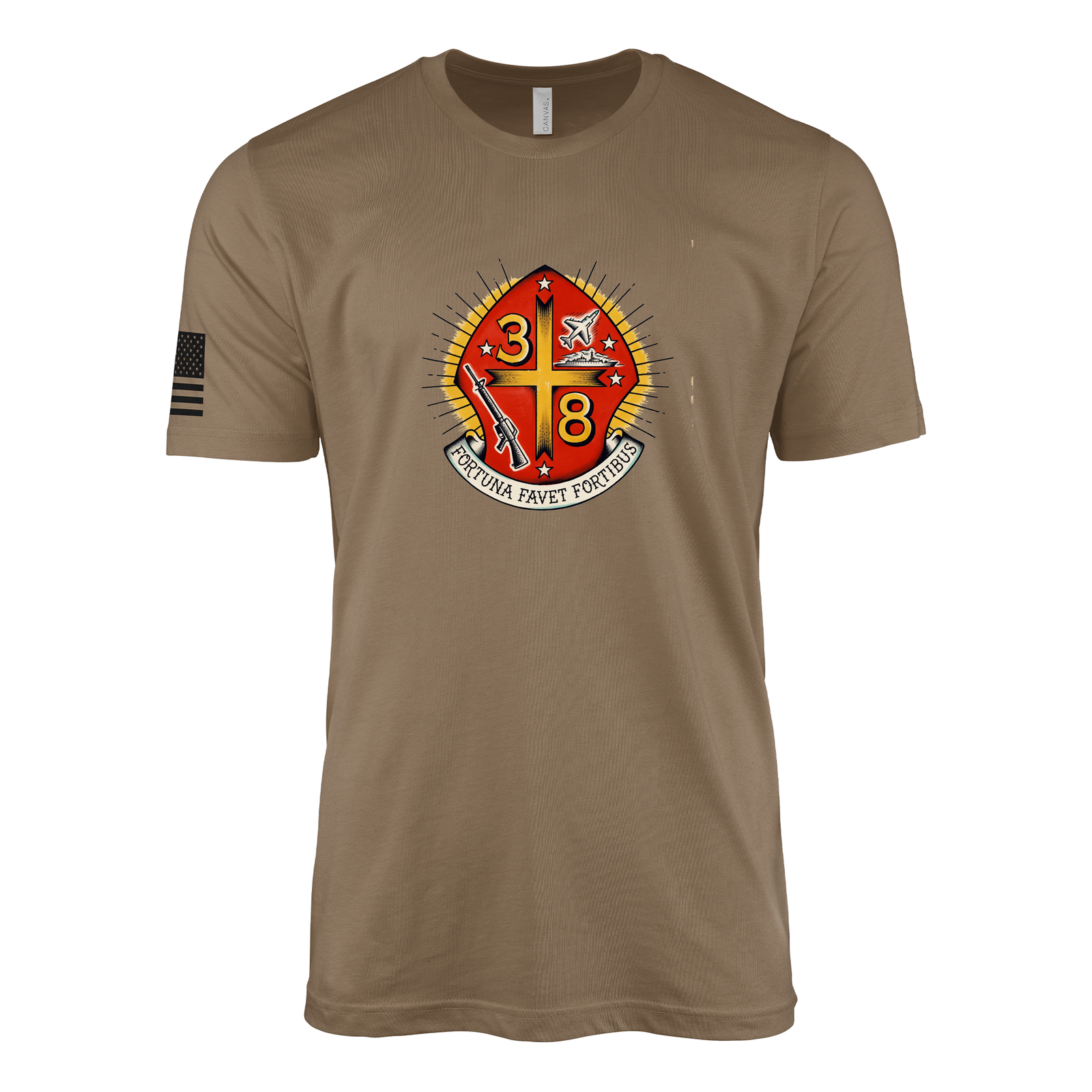 3rd Battalion 8th Marines Sailor Jerry Style T-Shirt - Woodland Brown
