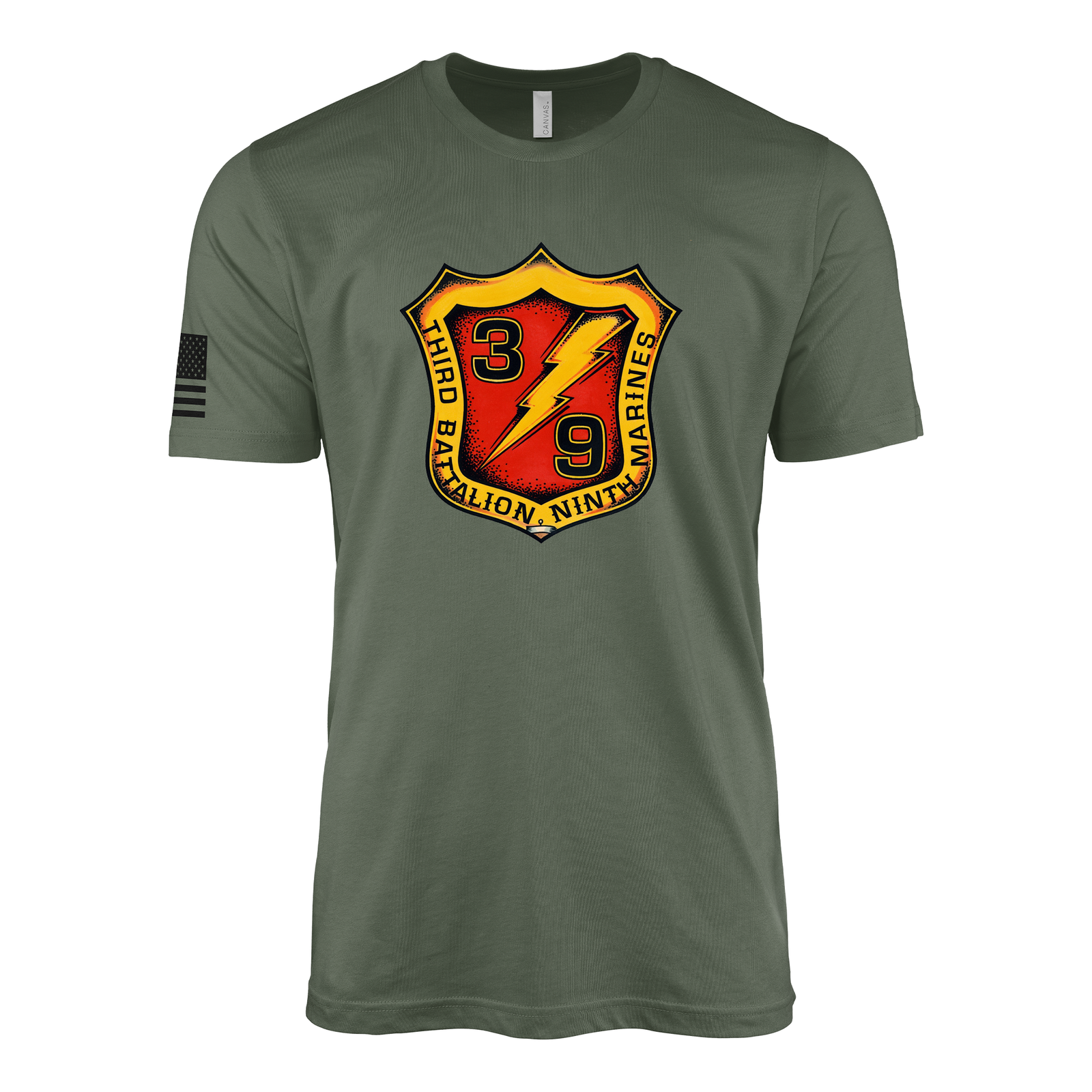 3rd Battalion 9th Marines The Walking Dead Sailor Jerry Style T-Shirt - Military Green