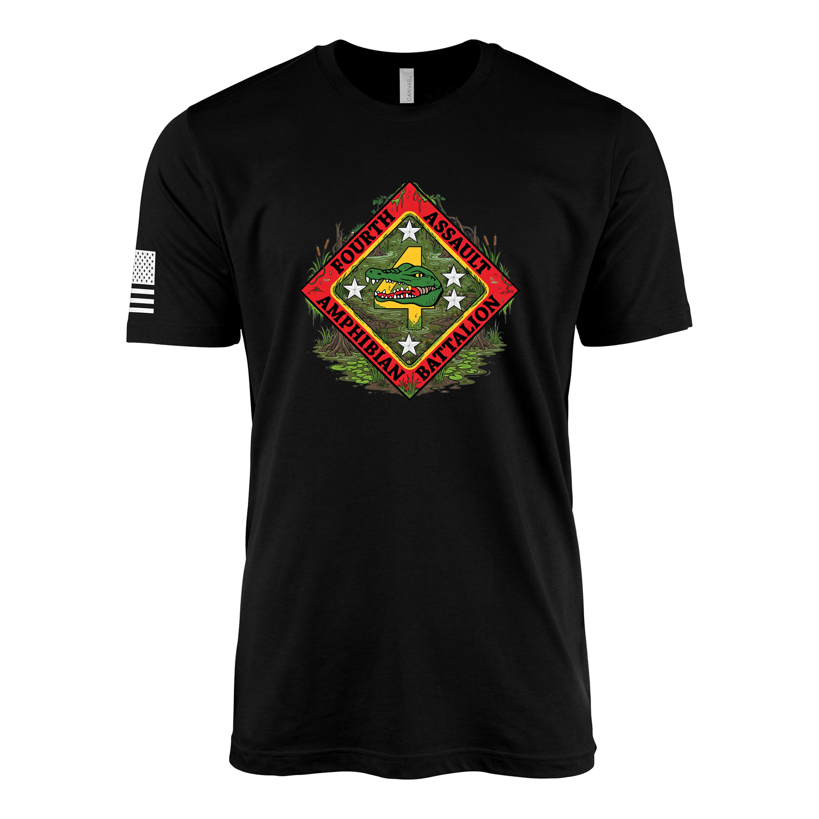 4th Assault Amphibian Battalion Sailor Jerry Style T-Shirt - Black
