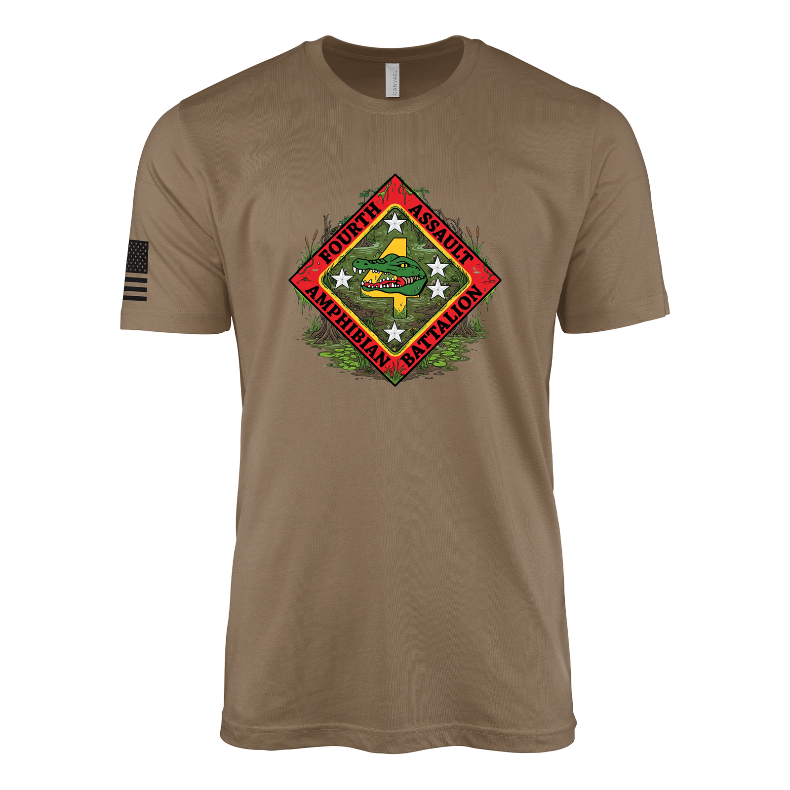 4th Assault Amphibian Battalion Sailor Jerry Style T-Shirt - Woodland Brown