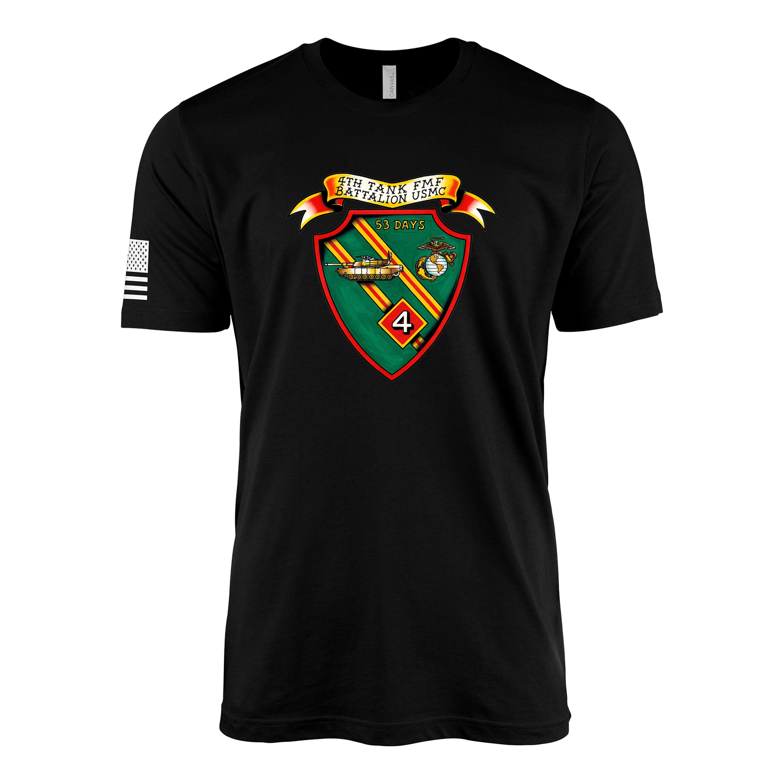 4th Tank Battalion Sailor Jerry Style T-Shirt - Black