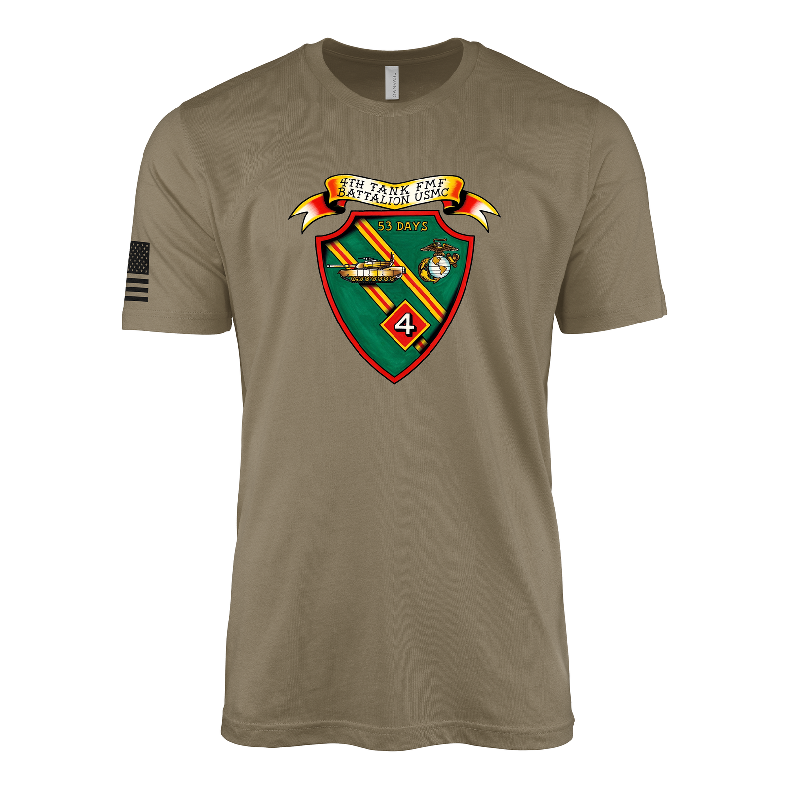 4th Tank Battalion Sailor Jerry Style T-Shirt - Coyote Brown