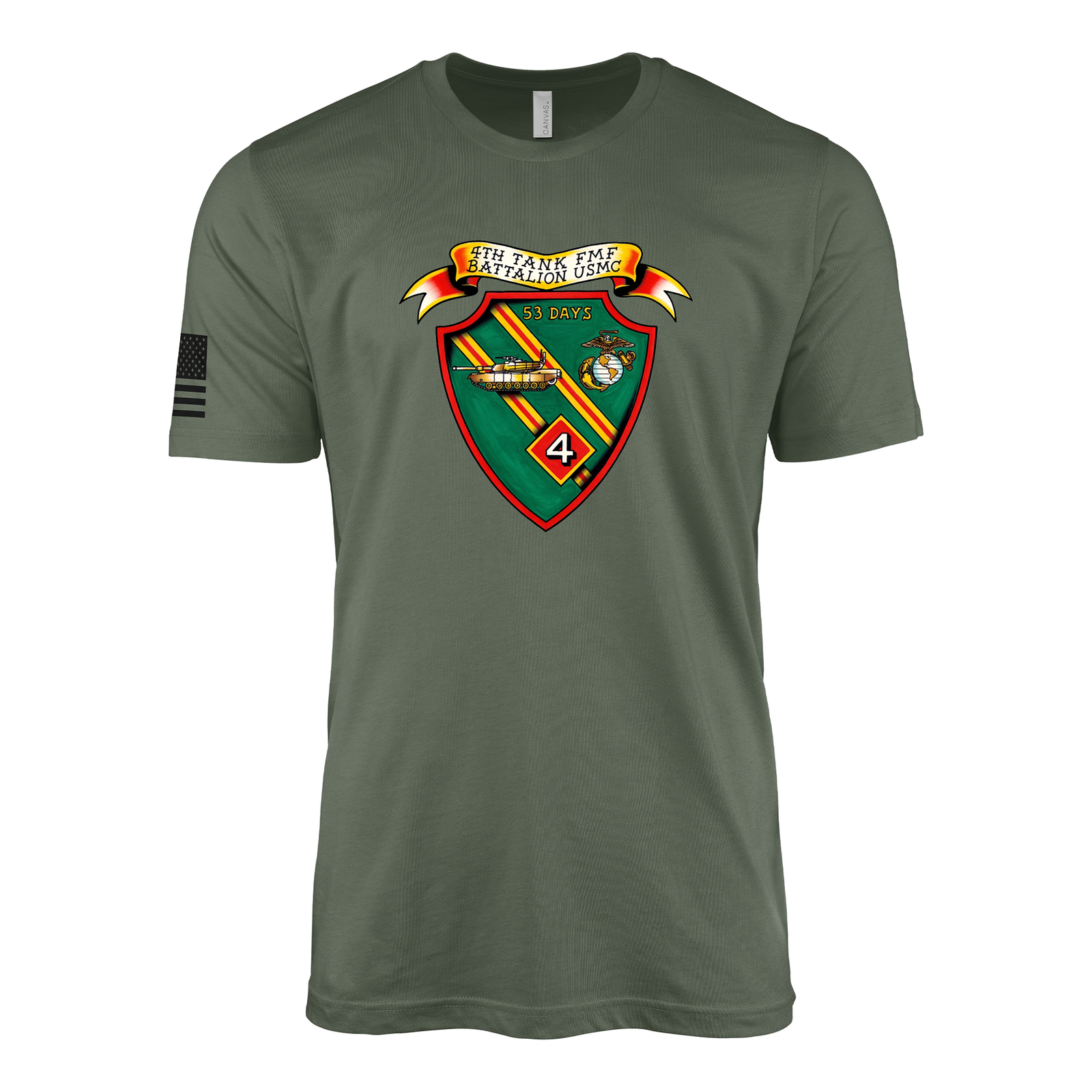 4th Tank Battalion Sailor Jerry Style T-Shirt - Military Green