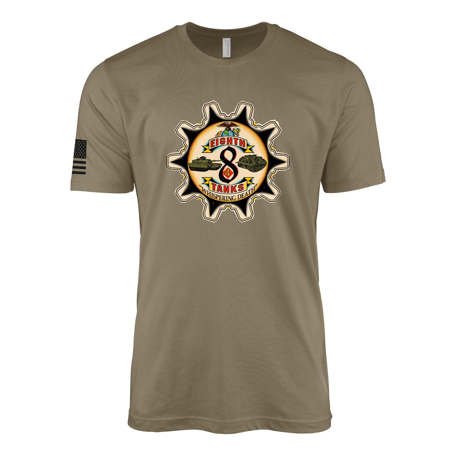 8th Tank Battalion Sailor Jerry Style T-Shirt - Coyote Brown