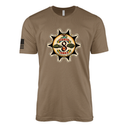 8th Tank Battalion Sailor Jerry Style T-Shirt - Woodland Brown