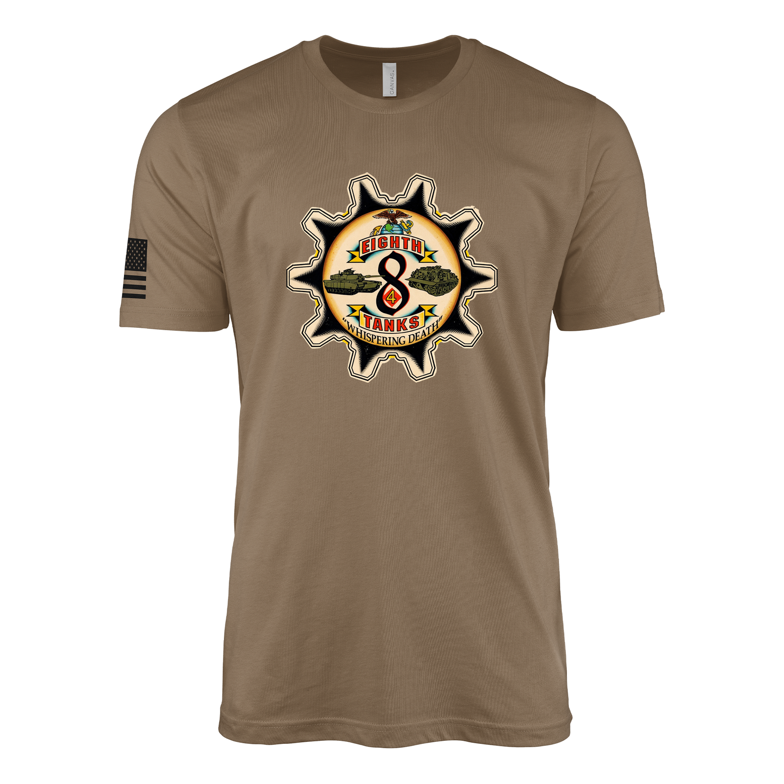 8th Tank Battalion Sailor Jerry Style T-Shirt - Woodland Brown