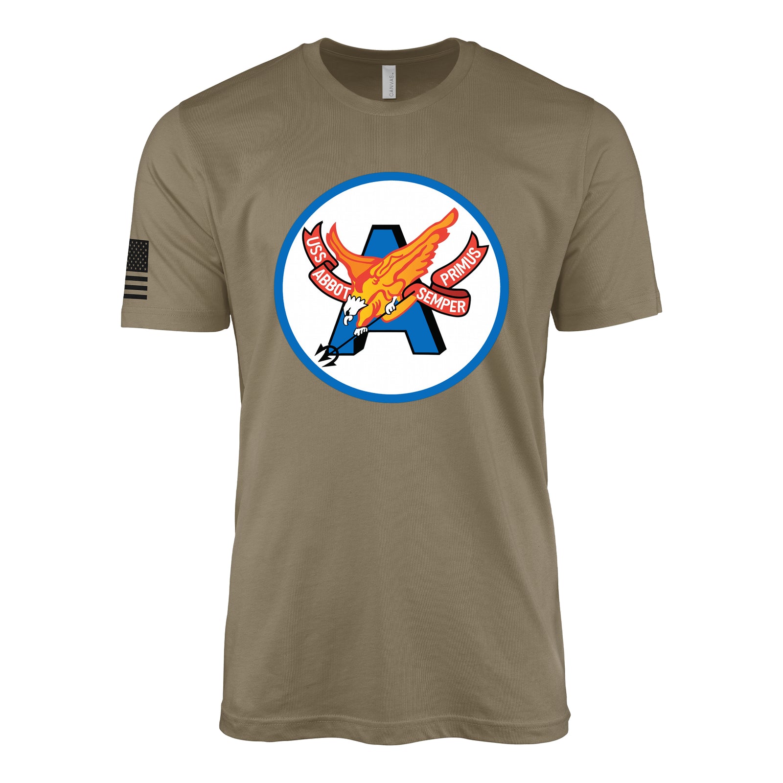 USS Abbot (DD-629) Fletcher-Class Destroyer T-Shirt - Coyote Brown