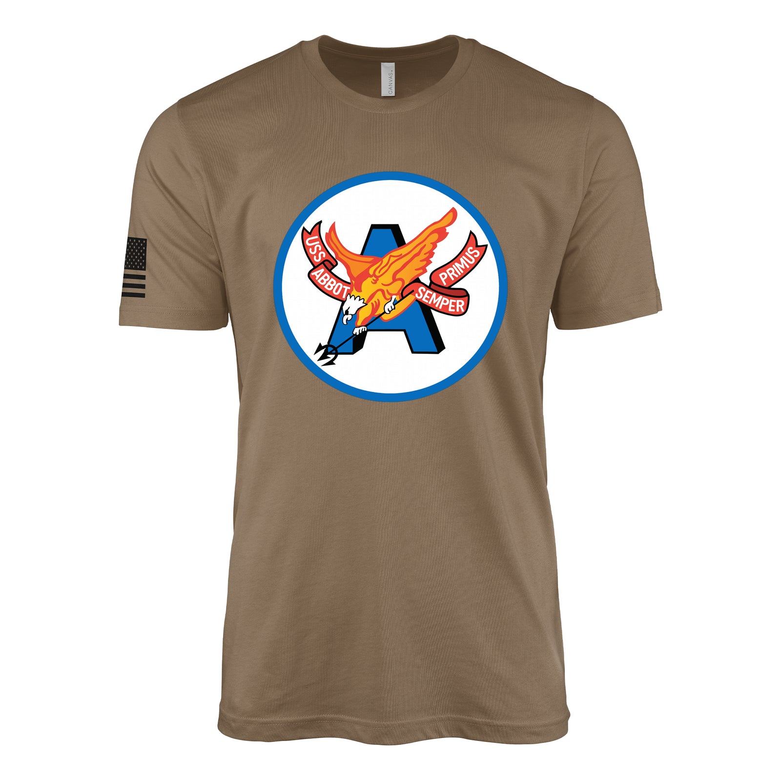USS Abbot (DD-629) Fletcher-Class Destroyer T-Shirt - Woodland Brown