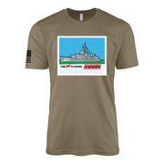 USS Ammen (DD-527) Fletcher-Class Destroyer T-Shirt - Coyote Brown