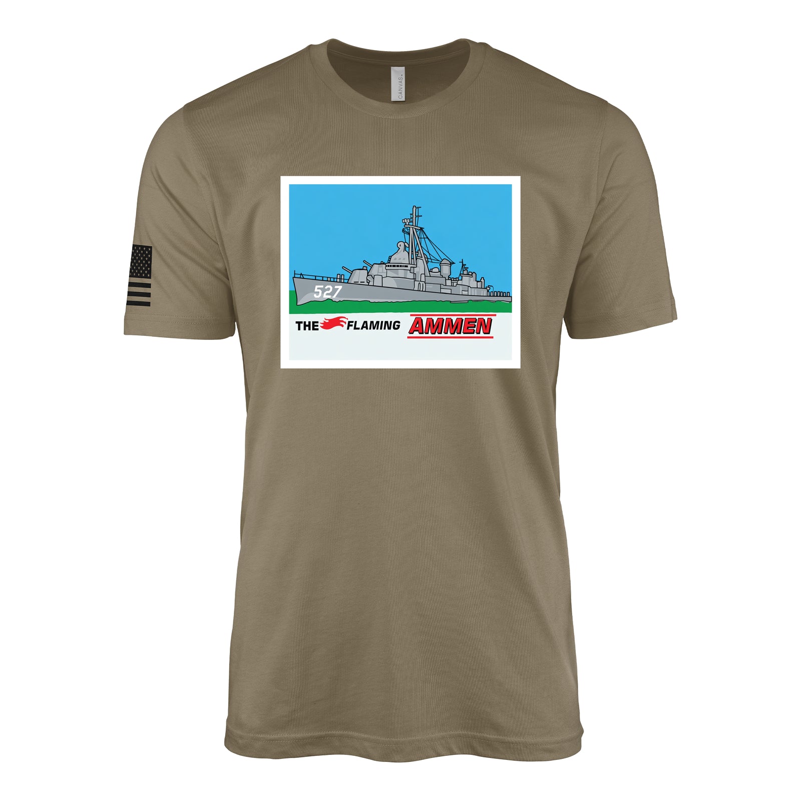 USS Ammen (DD-527) Fletcher-Class Destroyer T-Shirt - Coyote Brown