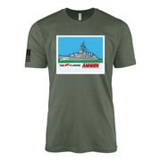 USS Ammen (DD-527) Fletcher-Class Destroyer T-Shirt - Military Green