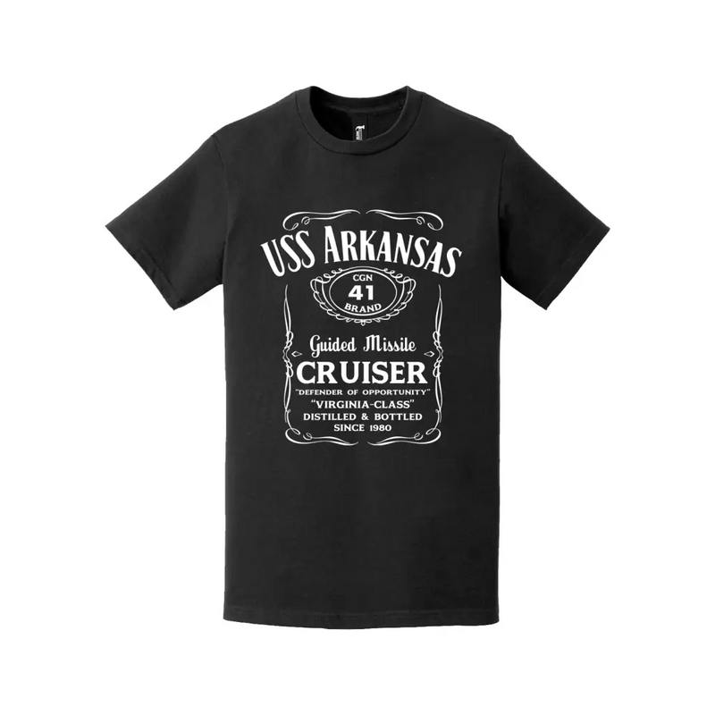 USS Arkansas (CGN-41) Whiskey Label Logo T-Shirt