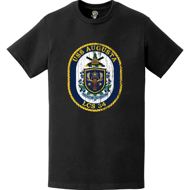 USS Augusta (LCS-34) Distressed Ship's Crest Logo T-Shirt