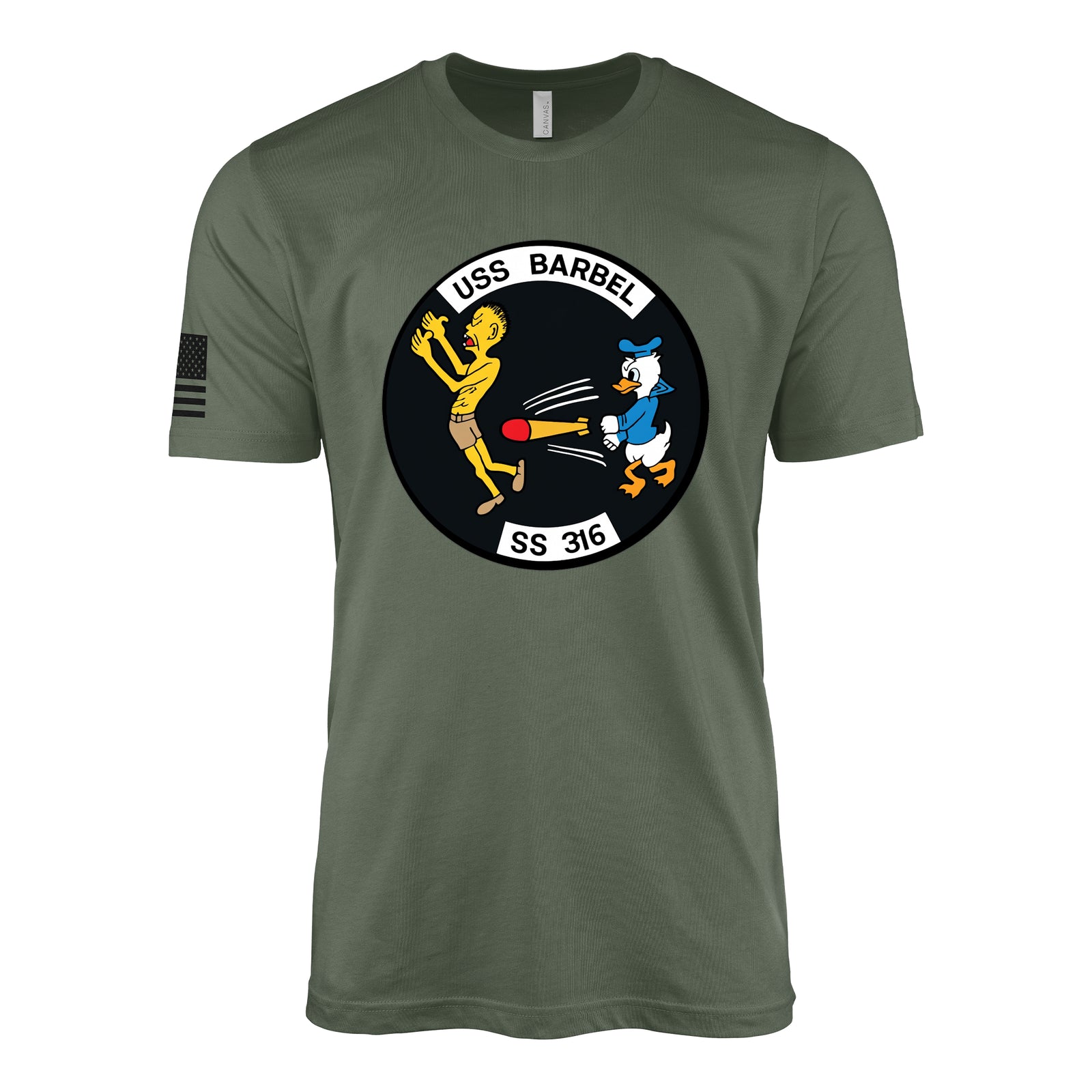 USS Barbel (SS-316) Balao-Class Submarine T-Shirt - Military Green